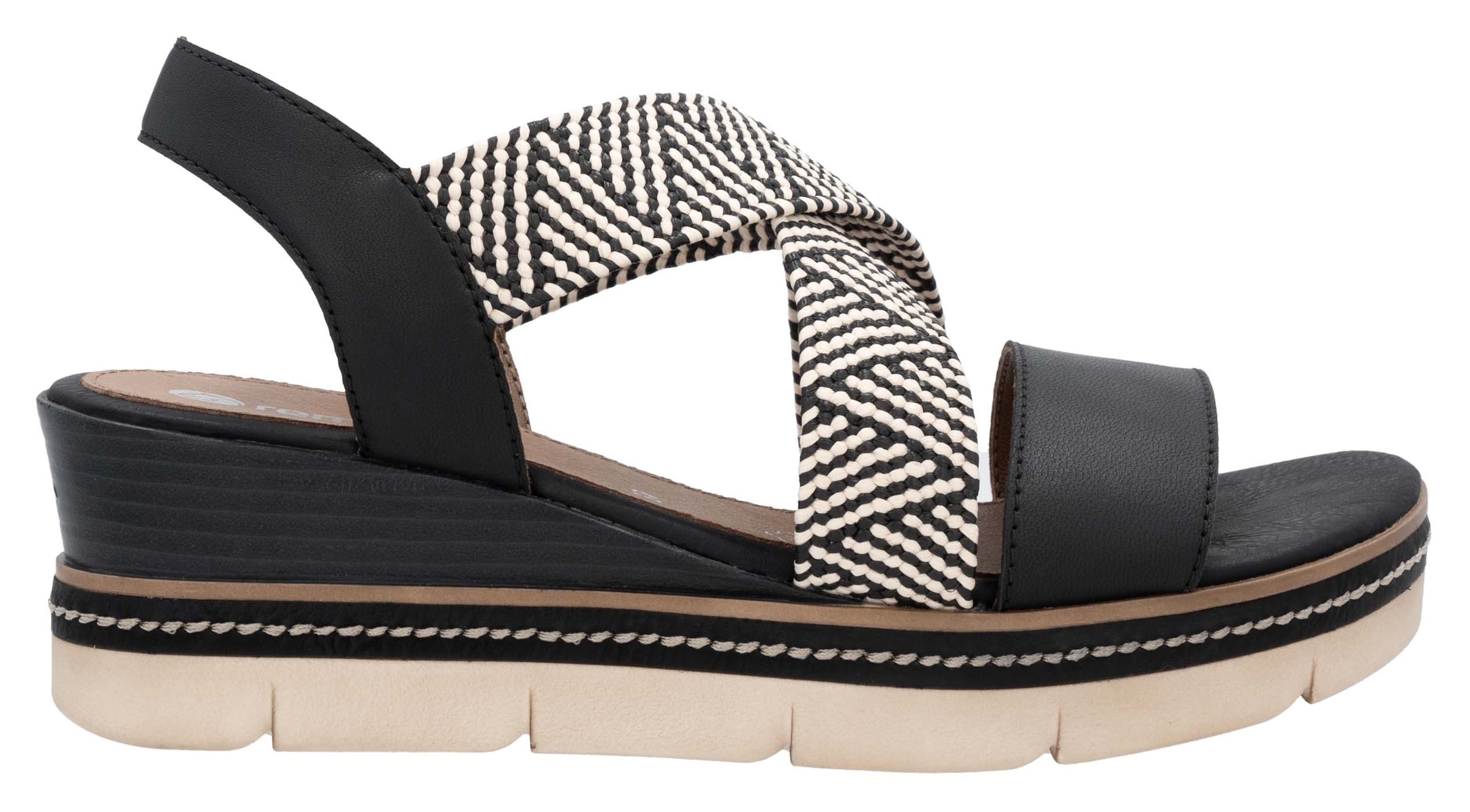 Remonte Keilsandalette, Riemchensandale, Sommerschuh, Bequemschuh mit Muster