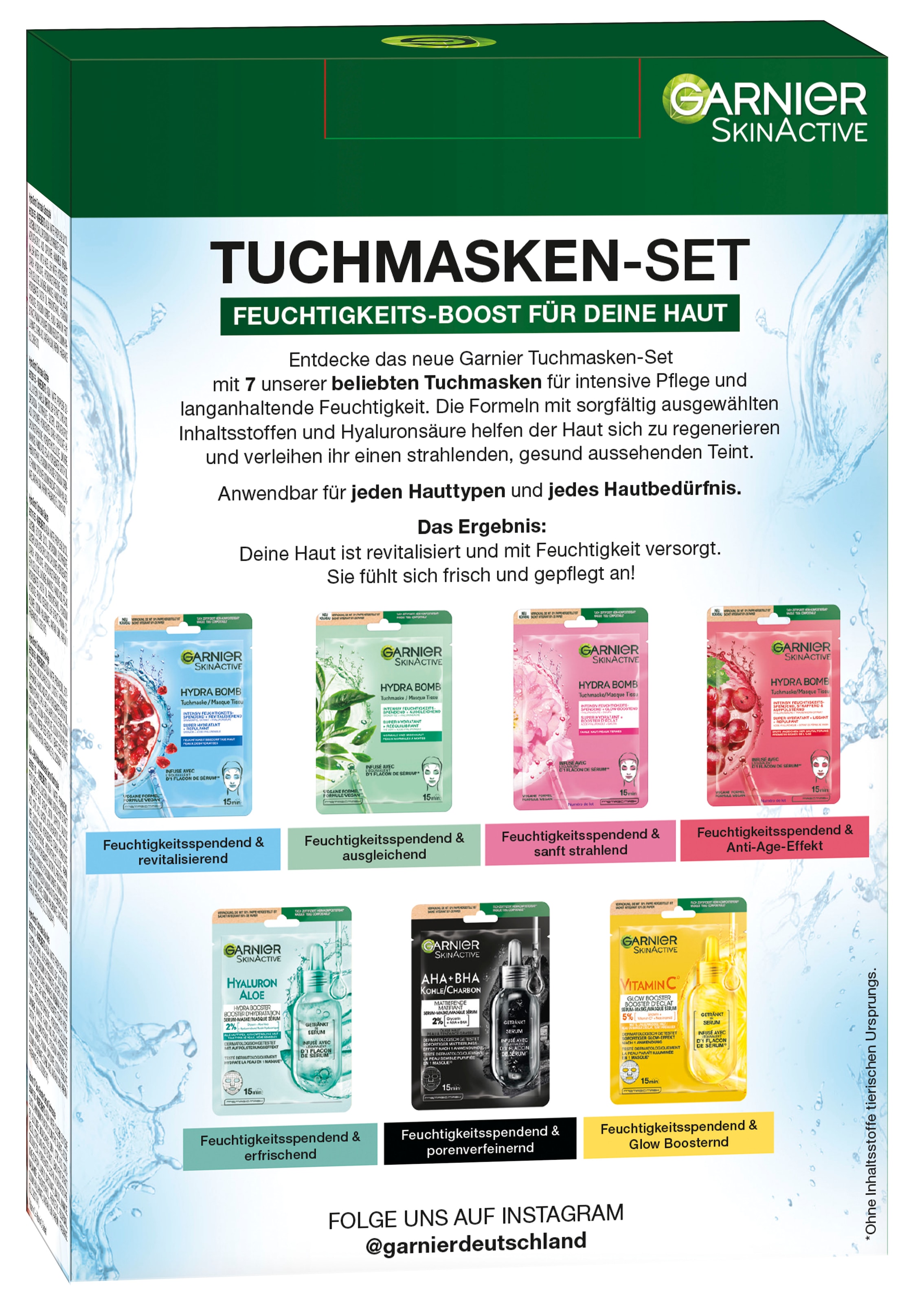 GARNIER Tuchmaske »Garnier SkinActive Tuchmasken-Set«, (Set, 7 tlg.), mit hoher Wirksamkeit