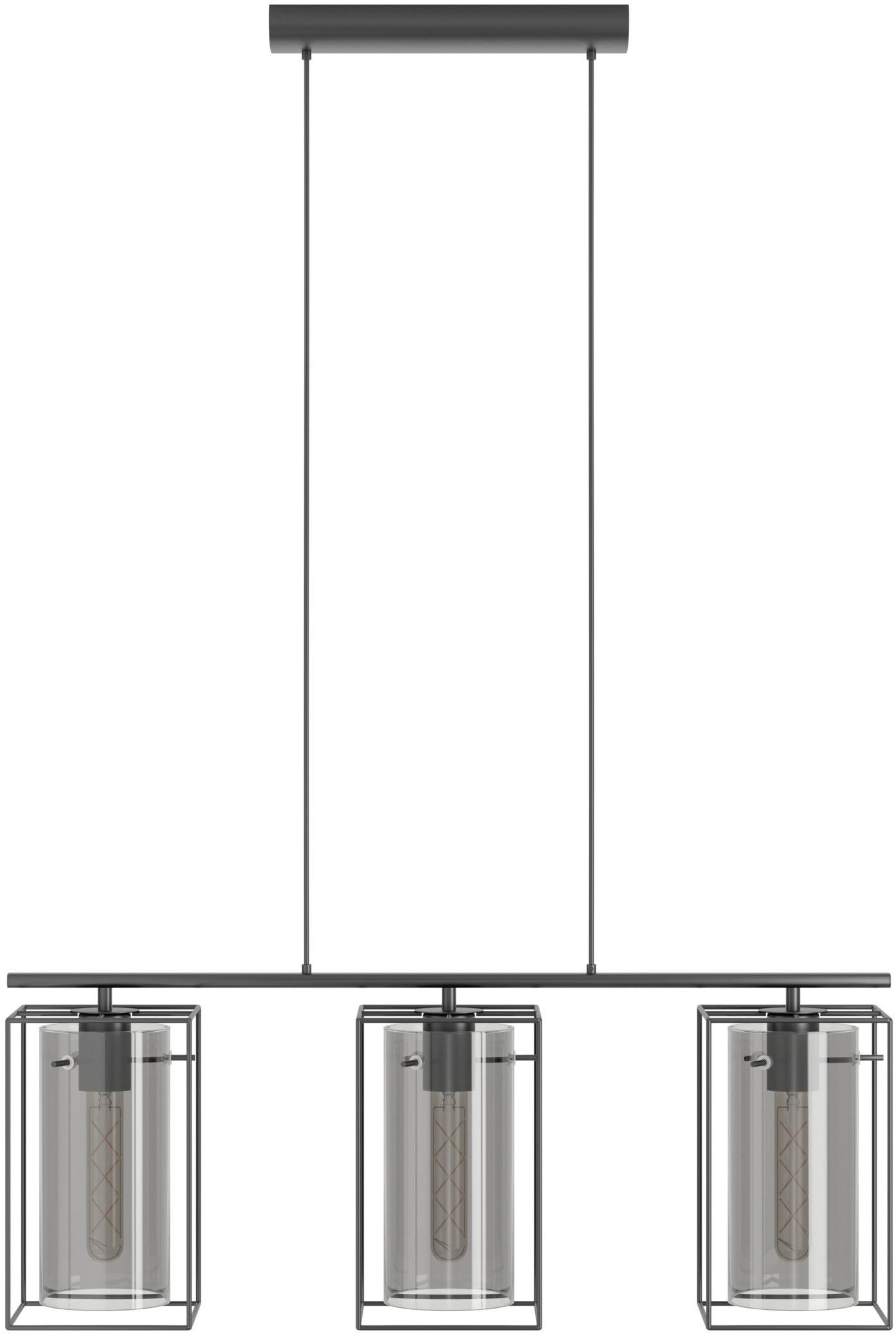 EGLO Hängeleuchte »LONCINO Pendellampe - Stahl - E27 - 3X60W - IP20« E27 1 Stk. Hängelampe, Deckenlampe, Wohnzimmer, Esszimmer, L74,5 x B15 x H110 cm