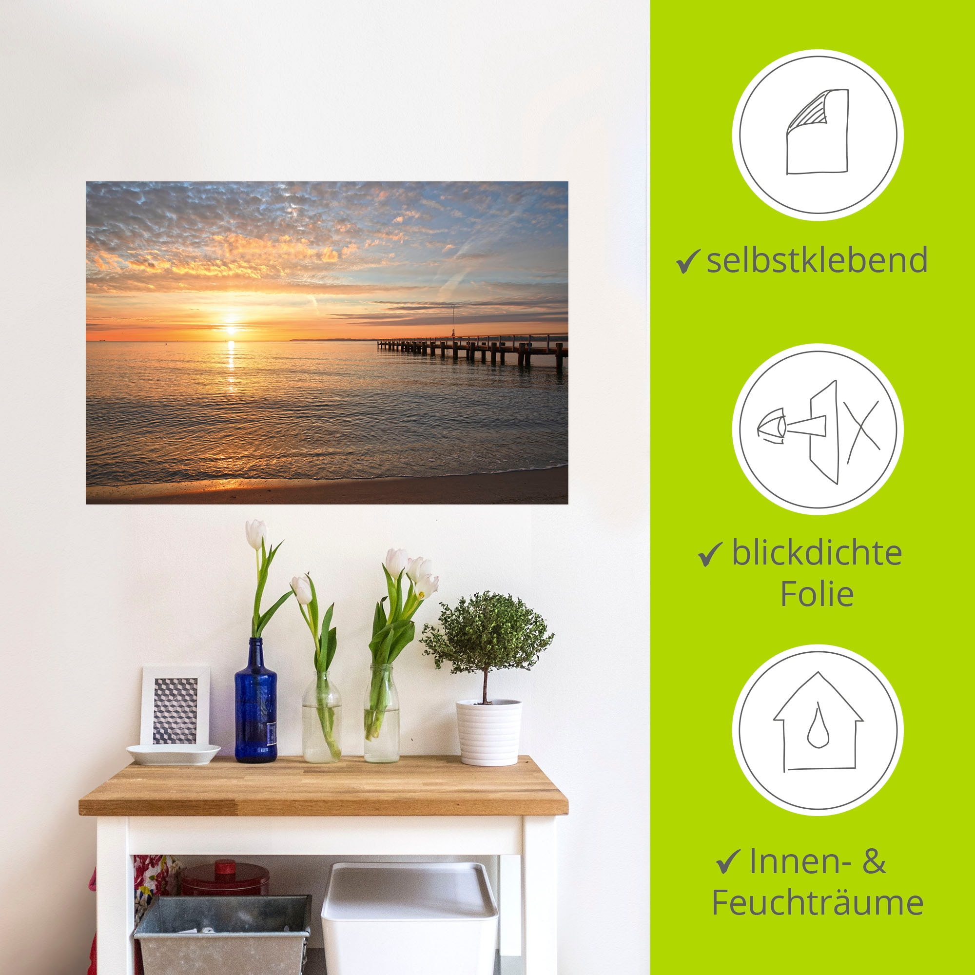Artland Wandbild »Früh morgens an der Ostsee«, Bilder vom Sonnenuntergang & -aufgang, (1 St.), als Alubild, Outdoorbild, Leinwandbild, Poster, Wandaufkleber