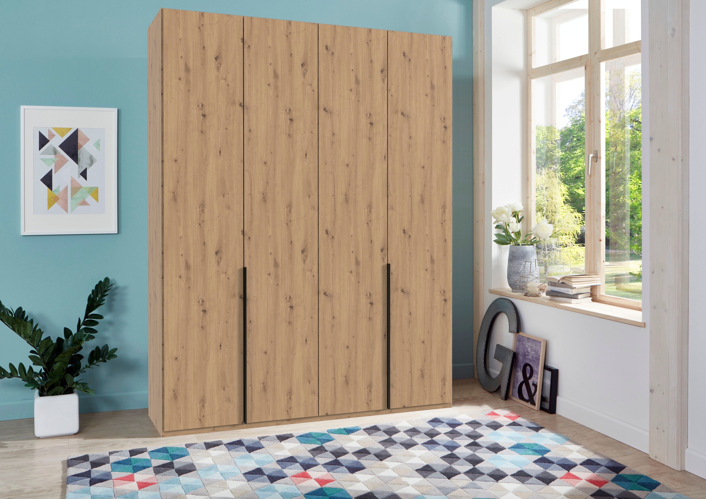 Wimex Kleiderschrank »Mugano,in 8 Breiten,3 Höhen,2 Tiefen, viele Farben, Made in Germany«, (in Basic oder Premium Ausstattung mit 2 weiteren Einlegeböden), mit langen oder kurzen Griffen aus Metall, mit oder ohne Spiegel