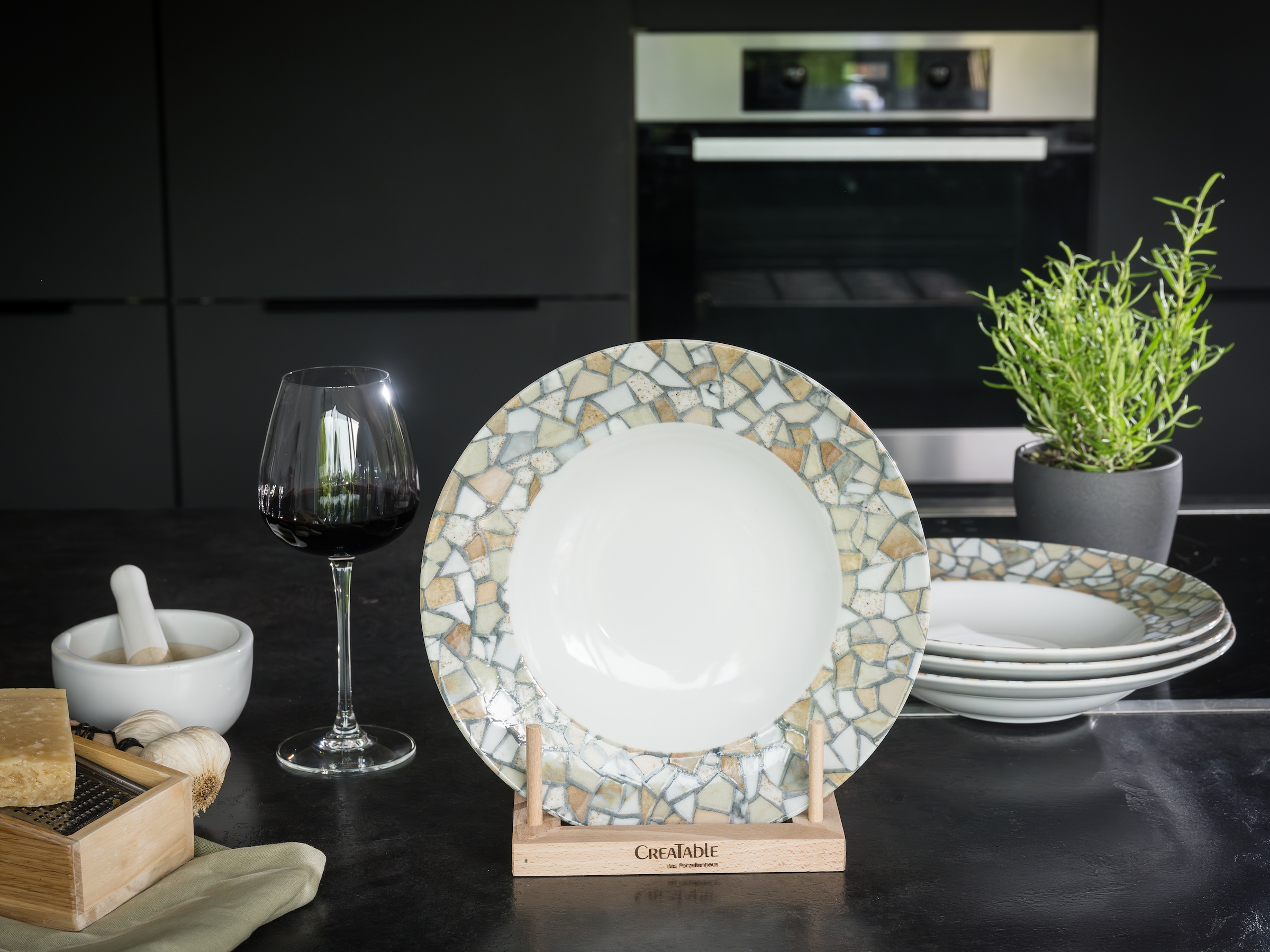 CreaTable Pastateller »Stone Collection Siena, Teller Set, 4-tlg.« Italienische Eleganz, Vielseitig einsetzbar