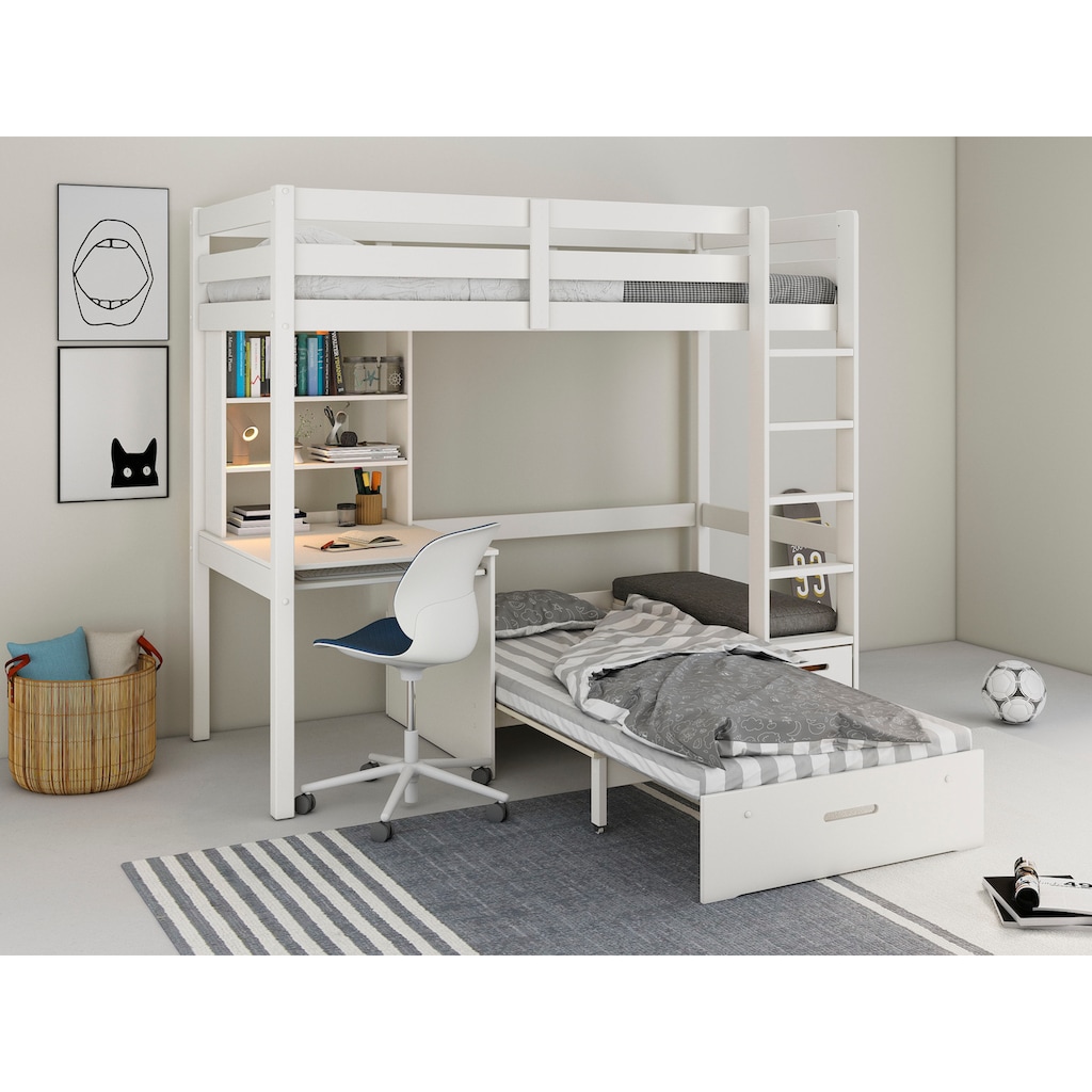 Lüttenhütt Etagenbett »HENNE,TOPSELLER!Ideal für kleine Räume,zweiter Schlafplatz ausziehbar«