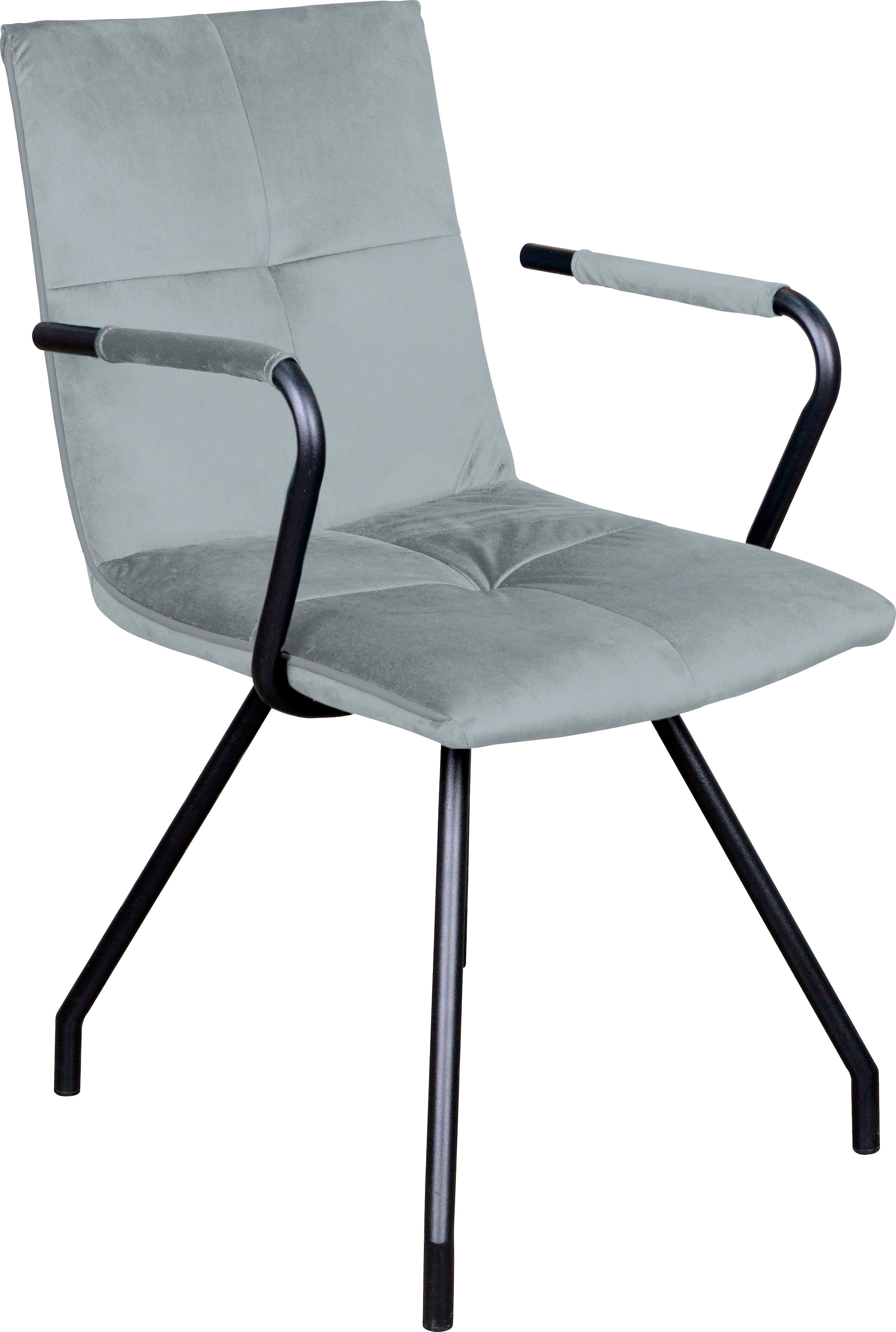 Kayoom Polsterstuhl »Stuhl Eaden 225 2er-Set, samtiger Stoffbezug, Paspel aus Kunstleder«, (Set), 2 St., stilvoll, pflegeleicht, zeitgemäße Farbgebung, samtiger Stoffbezug