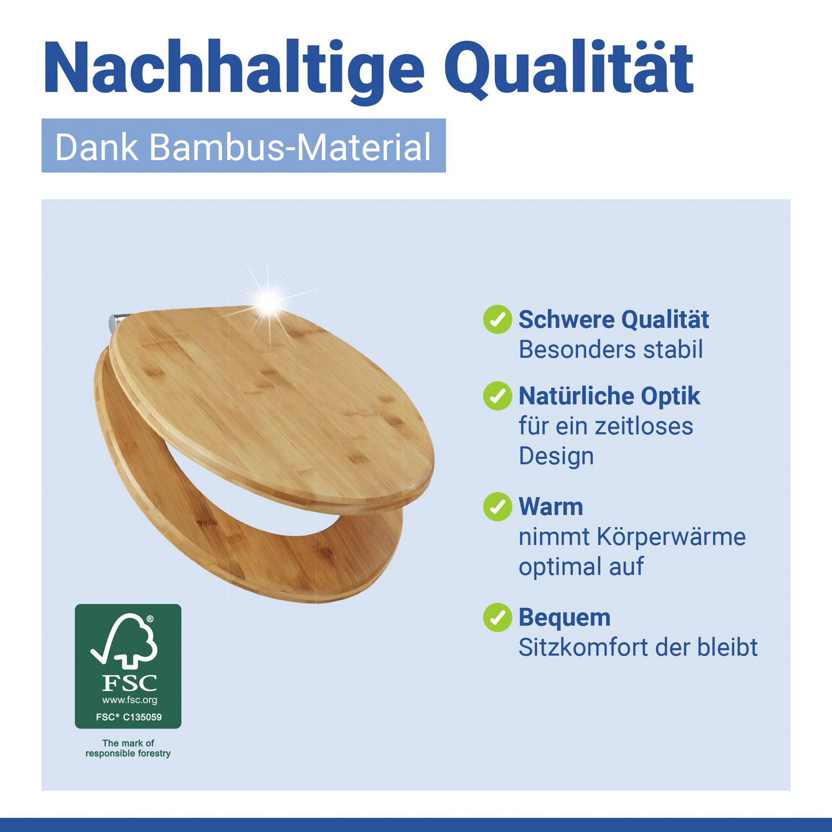 WENKO WC-Sitz »Bambusa« aus Bambus, mit Absenkautomatik, feuchtigkeitsresistent