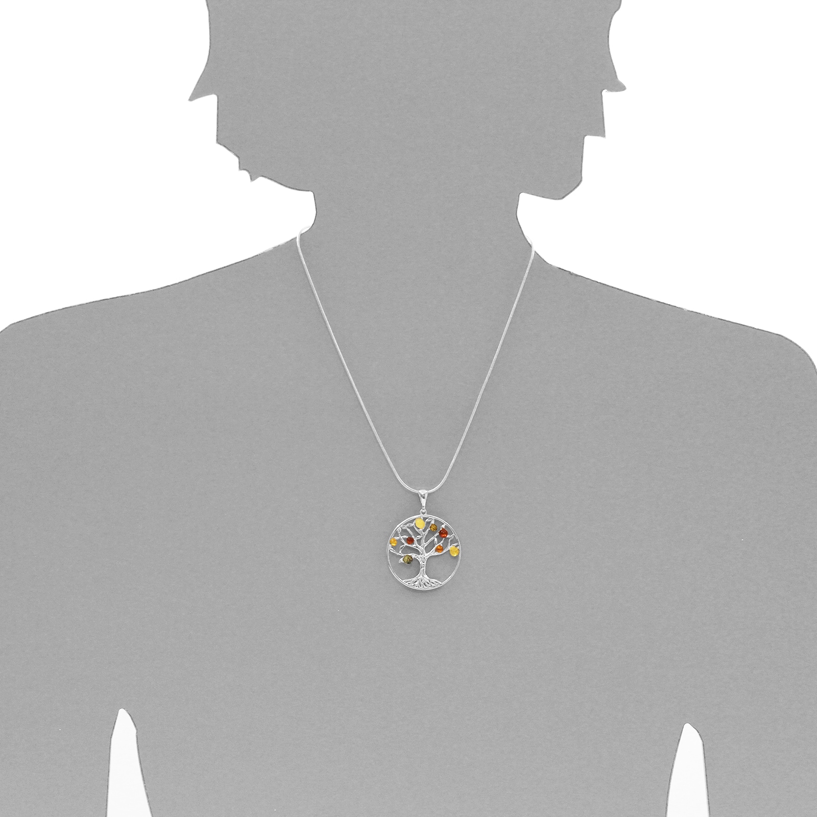OSTSEE-SCHMUCK Kette mit Anhänger »- Lebensbaum 35 mm - Silber 925/000 - Bernstein«