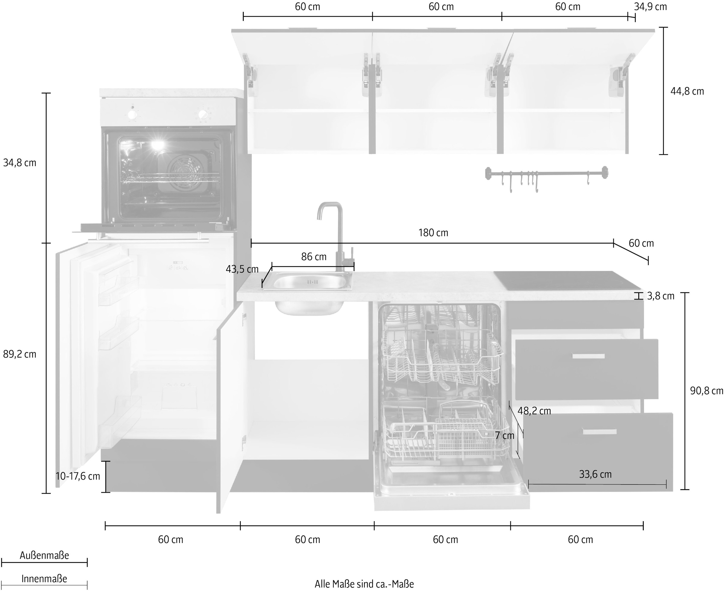 OPTIFIT Küchenzeile »Parma«, mit E-Geräten, Breite 240 cm auf Raten kaufen