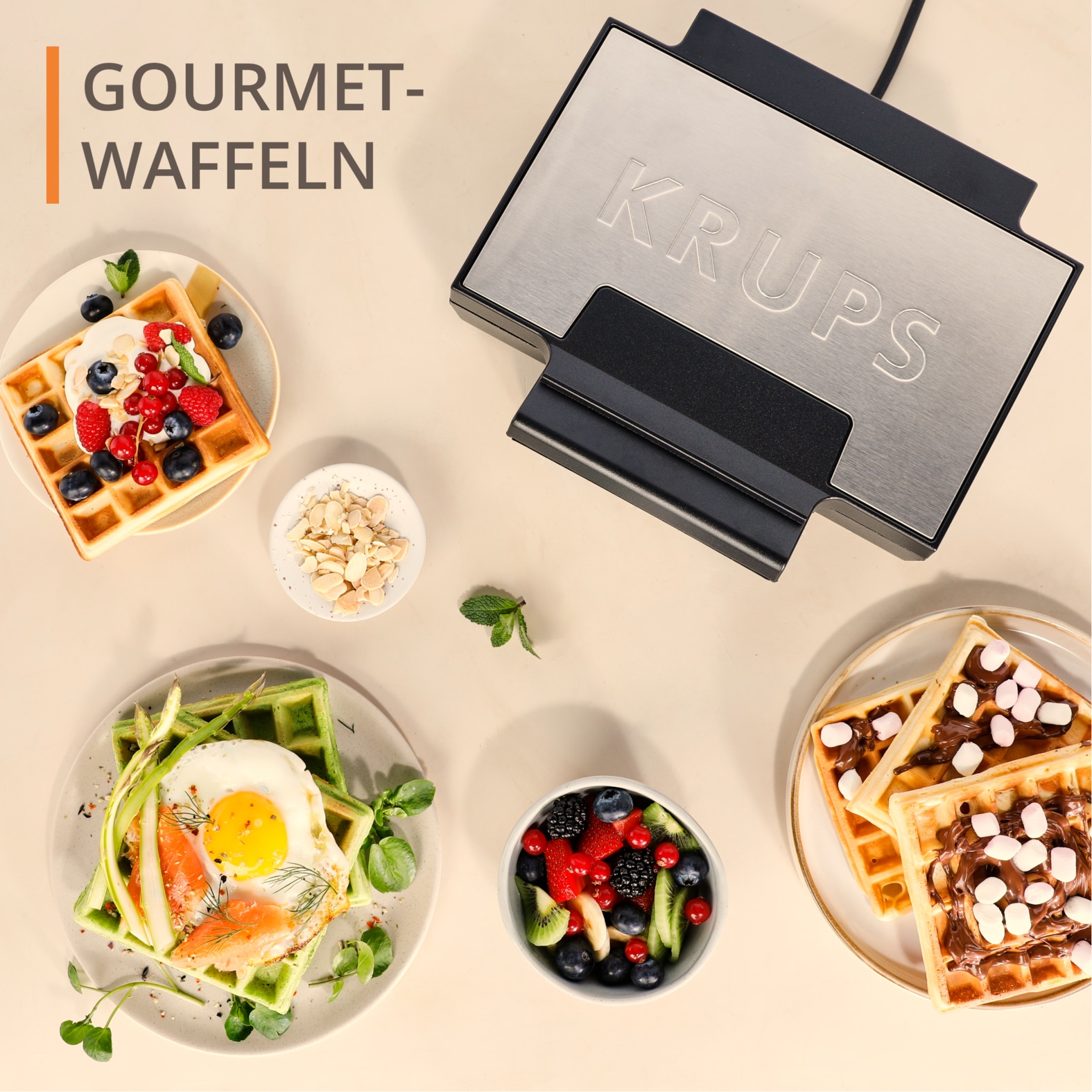Krups Waffeleisen »FDK261 Iconic«, 850 W, keramikbeschichtete Antihaftplatten, kratzfest