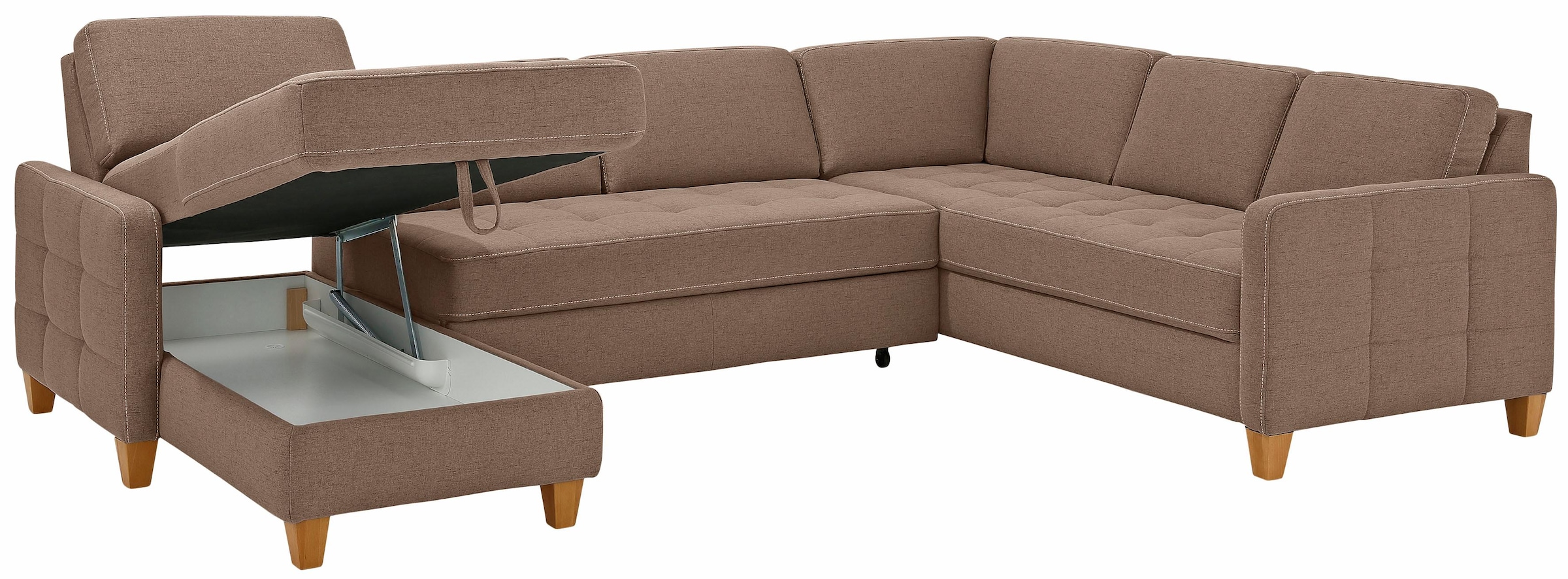Home affaire Wohnlandschaft »Earl U-Form«, wahlweise auch mit Bettfunktion oder Bettfunktion mit Bettkasten