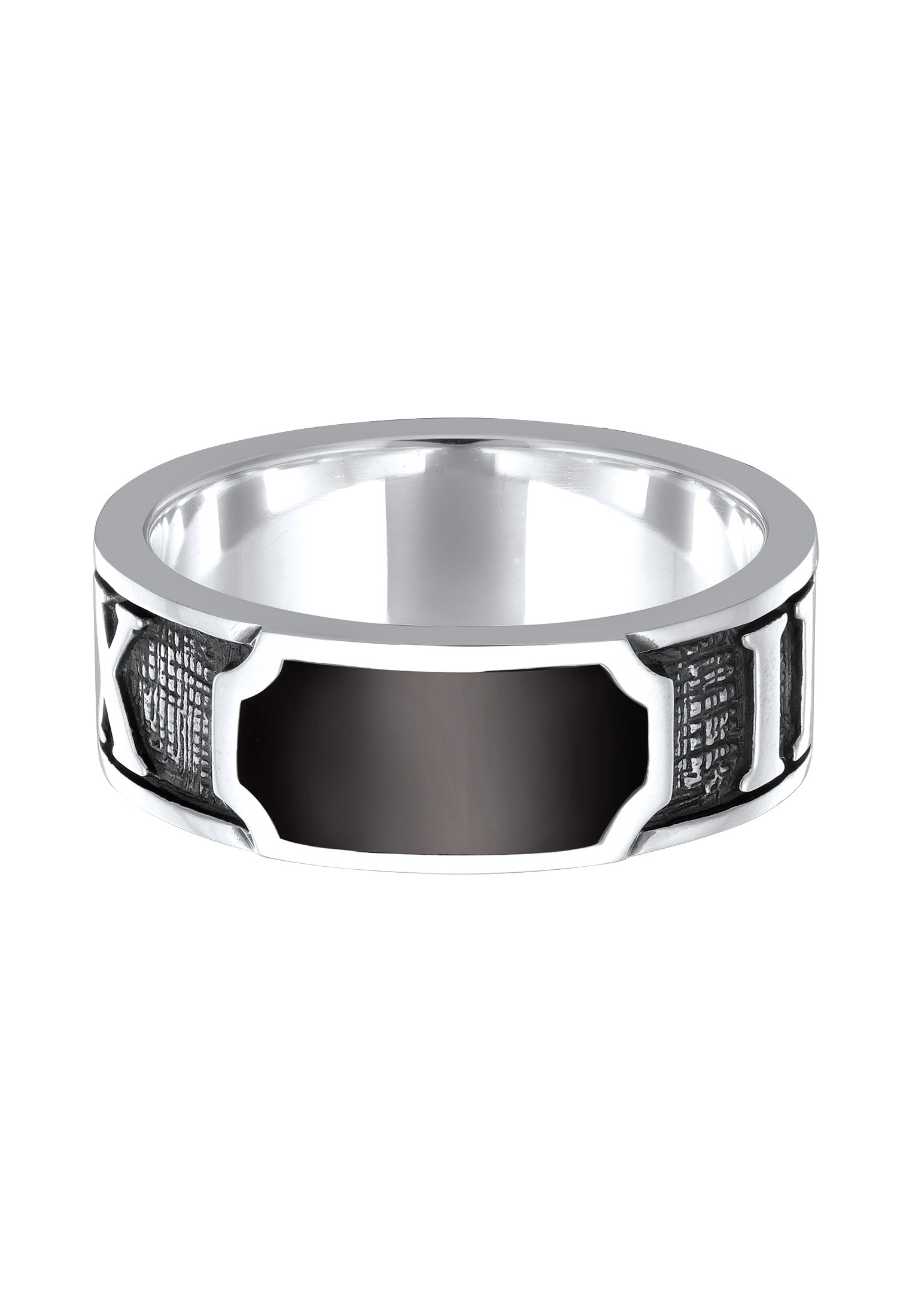 Kuzzoi Silberring »Ring Siegelring Römische Zahlenfolge Emaille 925 Silber«