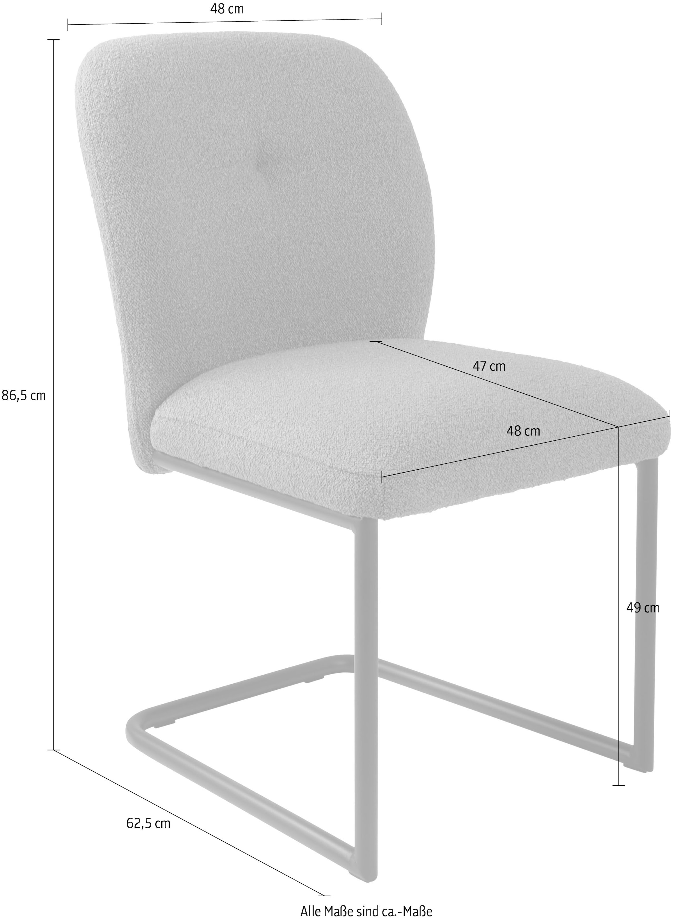 TOM TAILOR HOME Freischwinger »PEBBLE CHAIR«, (Set), 2 St., Webstoff Bouclé, Esszimmerstuhl, Freischwinger, 140 kg belastbar, Rundrohrgestell