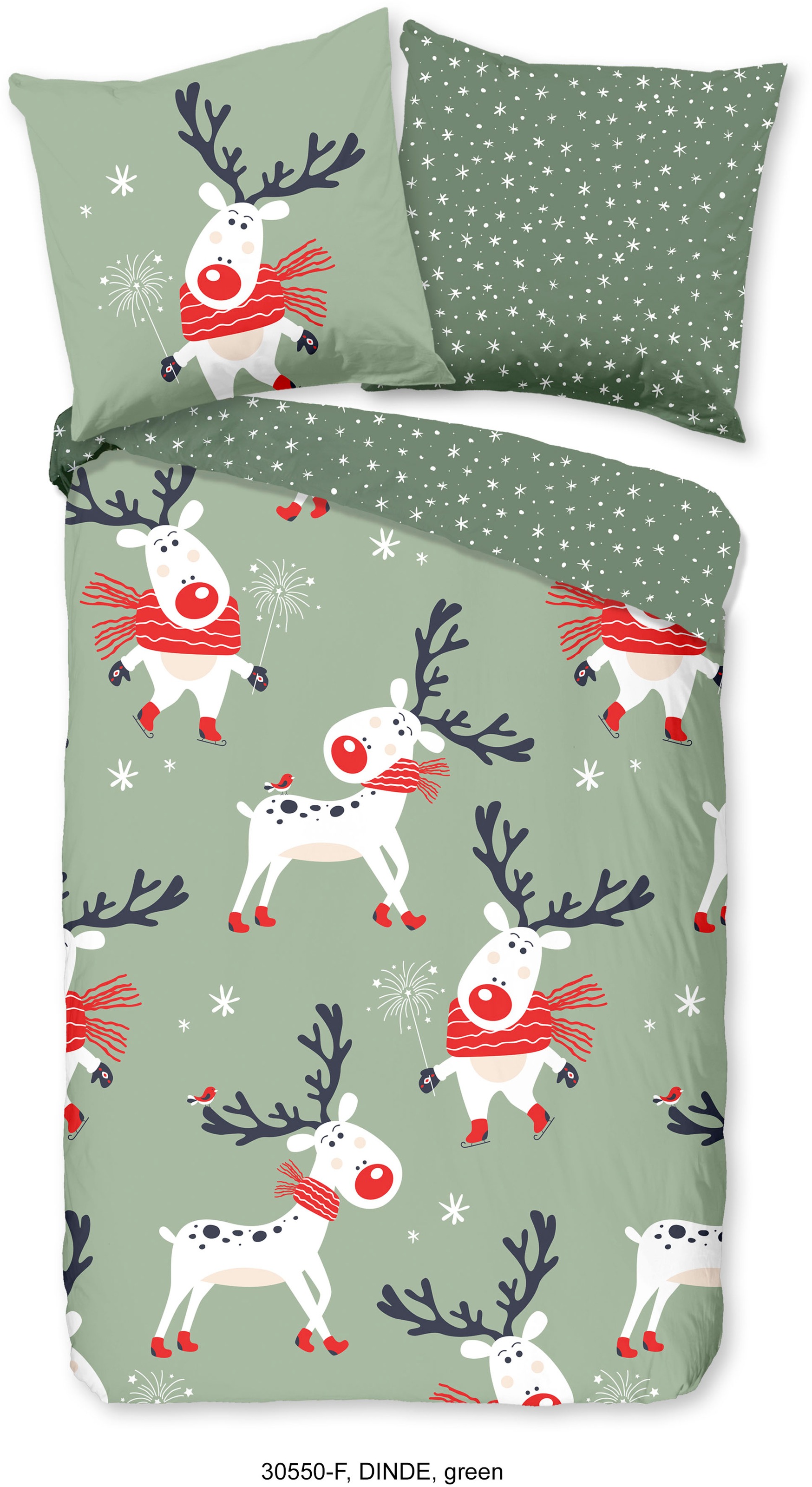 good morning Kinderbettwäsche »Dinde«, Biber, 135x200, Warm, Weich, Wende, Reißverschluss, Weihnachten, Kind