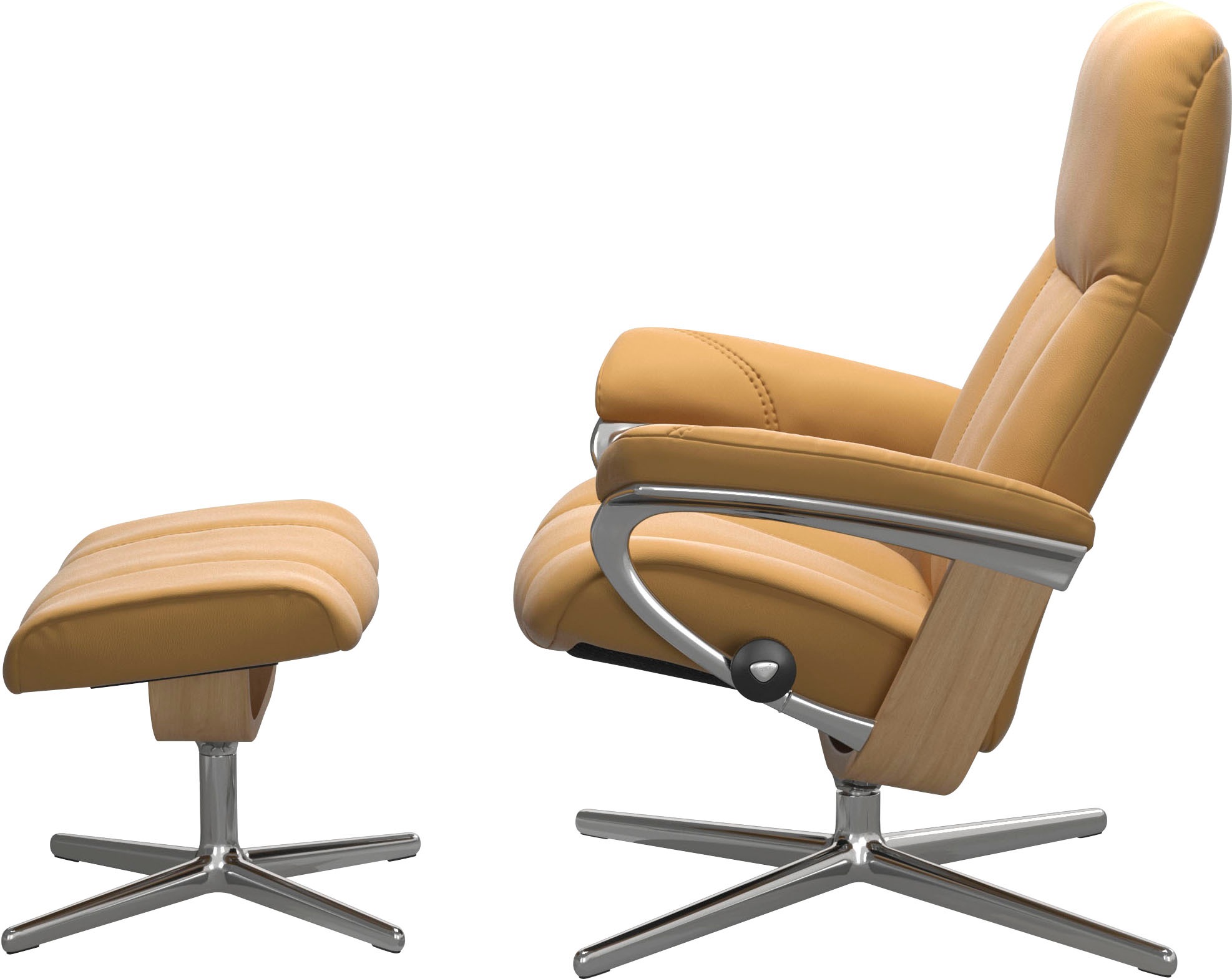 Stressless® Relaxsessel »Consul«, (Set, Relaxsessel mit Hocker), mit Hocker, mit Cross Base, Größe S, M & L, Holzakzent Eiche
