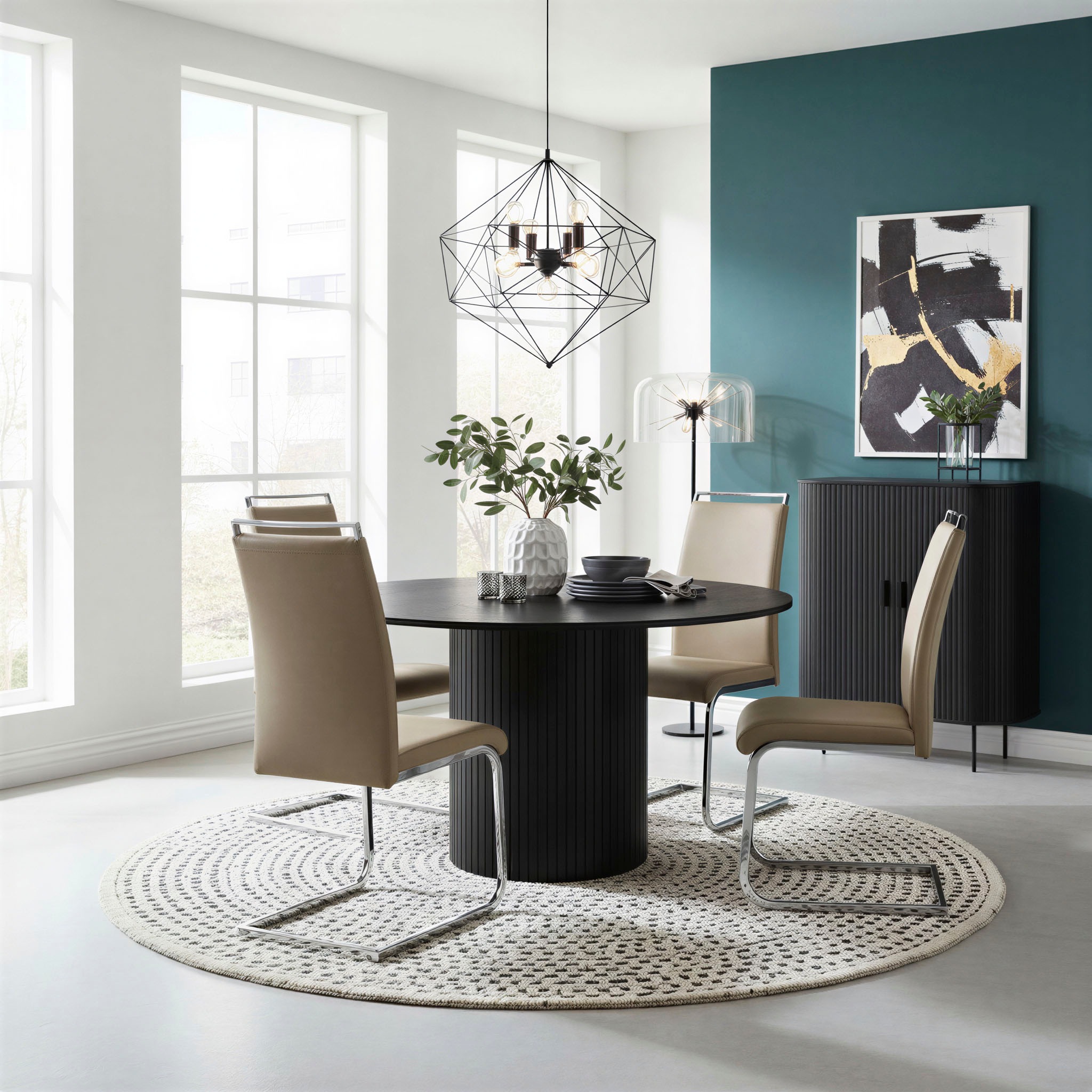 Home affaire Esstisch Sockel mit Lamellendesign