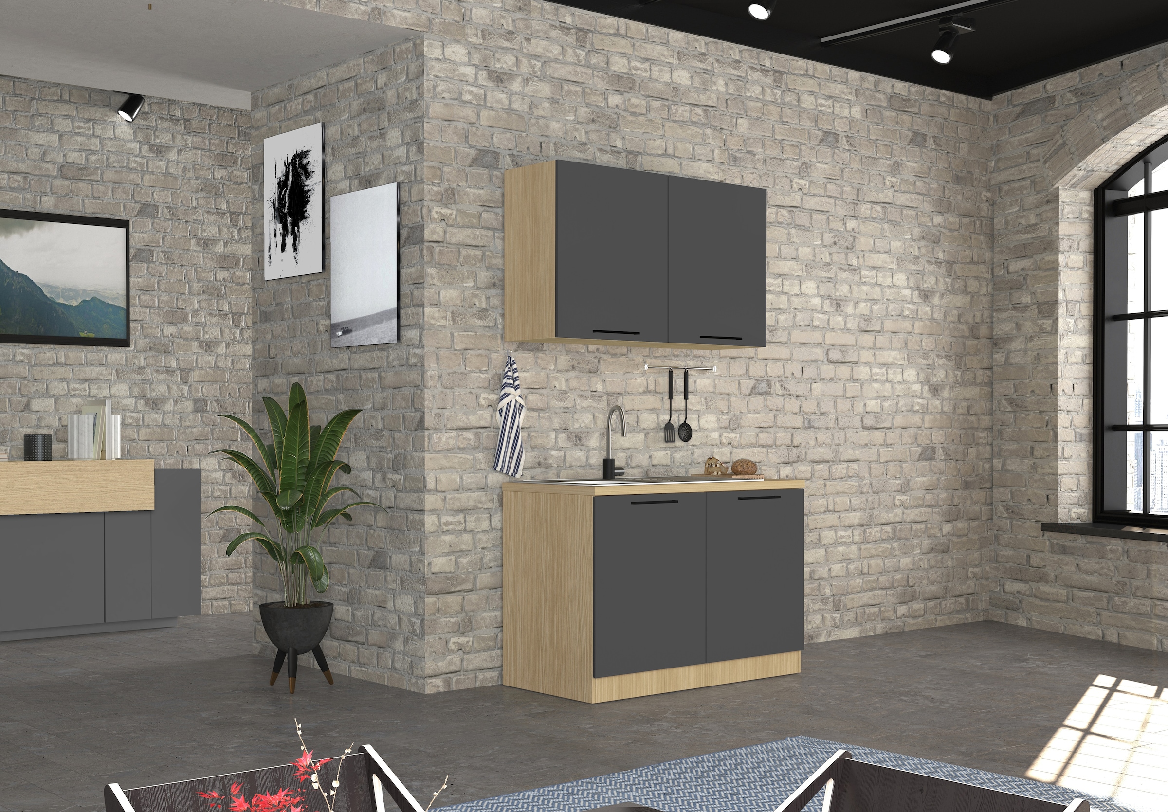 KOCHSTATION Spülenschrank »Luna, Unterschrank für Spüle, Küchenspülenschrank, Made in  Italy« B/T/H: 120×60×85 cm, inklusive Einbauspüle und Siphon