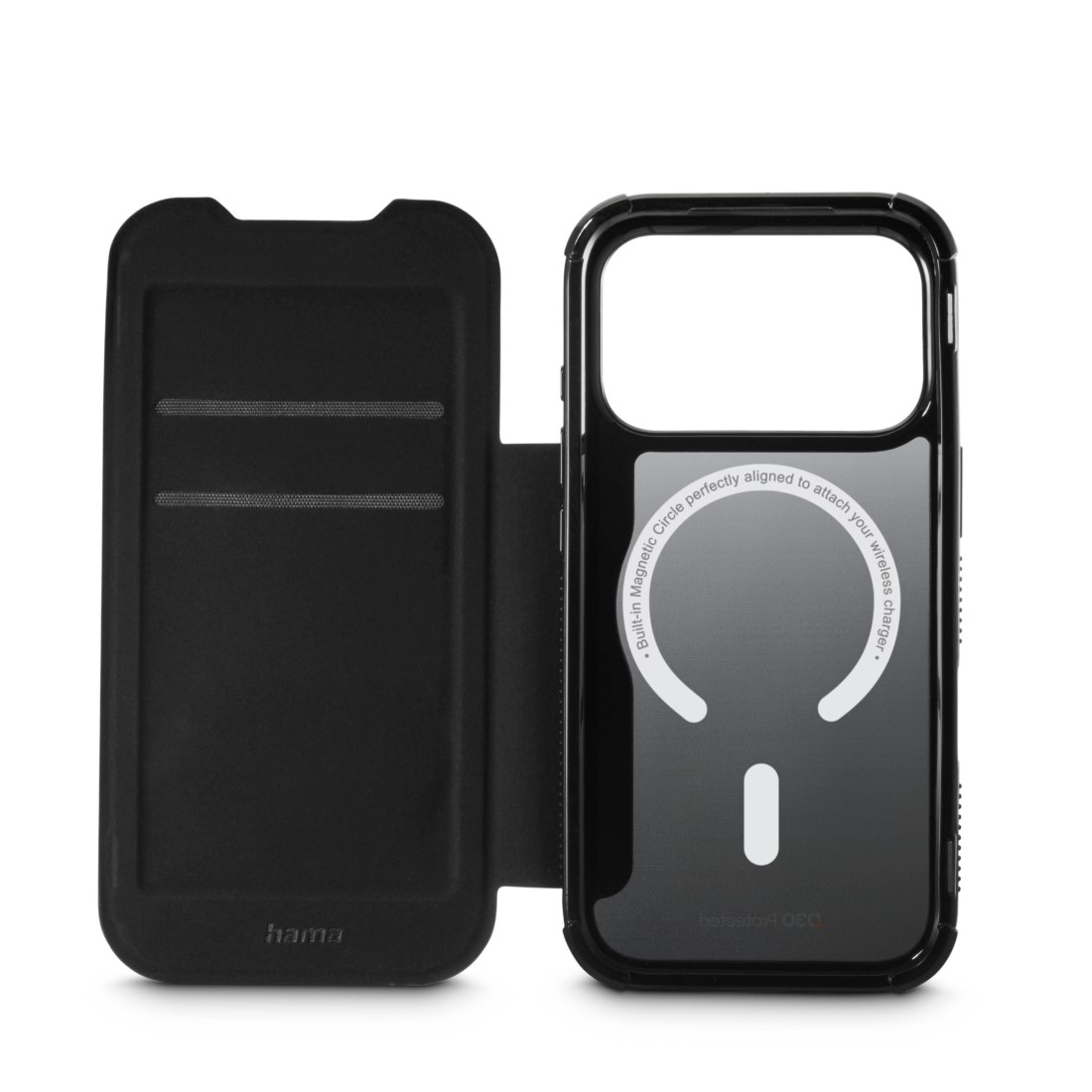 Hama Smartphone-Mappe »Handytasche für iPhone 17 Pro/18 Pro (stoßfest, für MagSafe)« Smartphones Sturzsicher, kratzfest, 4H, Wireless-Charging-kompatibel