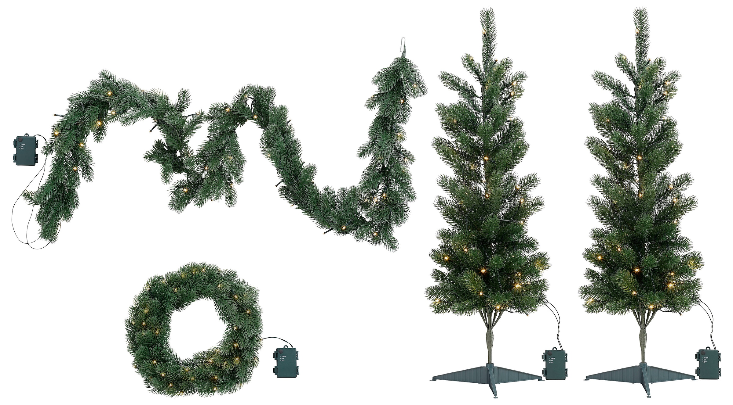 LED Baum »Bennet«, 4-teiliges Weihnachts-Set, mit Girlande und Dekokranz
