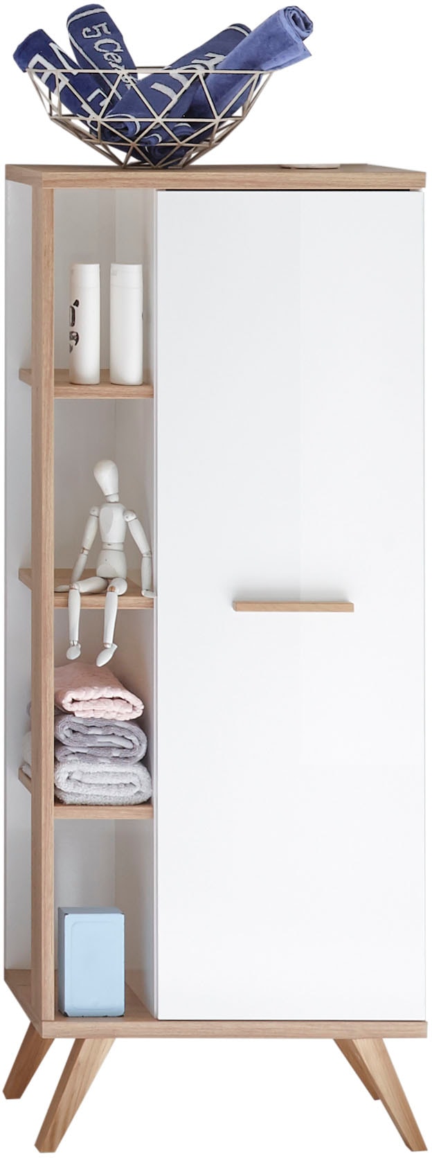 Saphir Badmöbel-Set »Quickset Mineralmarmor-Waschtisch mit LED-Spiegel, Unterschrank« 7 Stk. tlg.