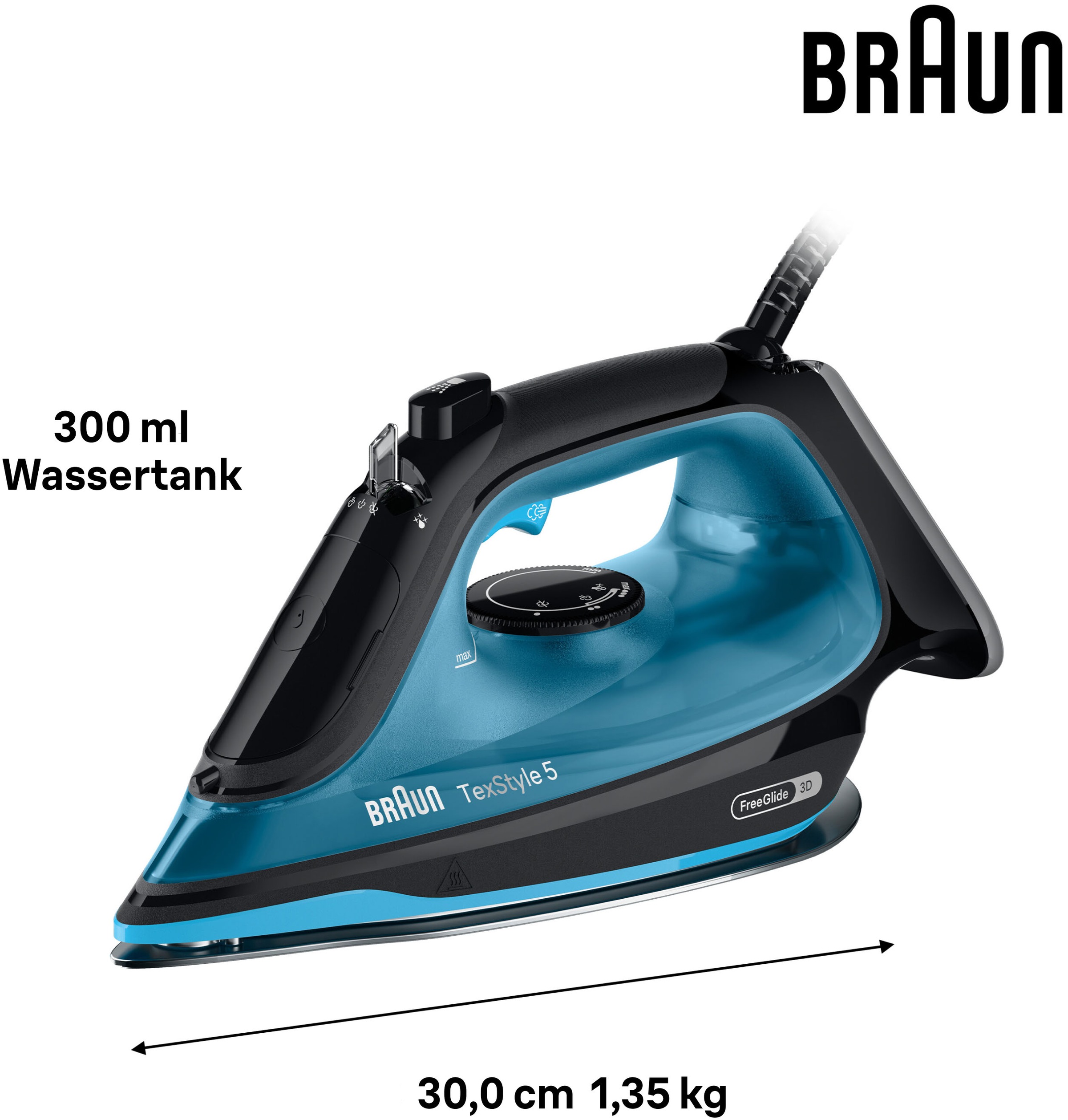 Braun Dampfbügeleisen »TexStyle 5 SI 5256 BL«, 2600 W, schwarz/blau
