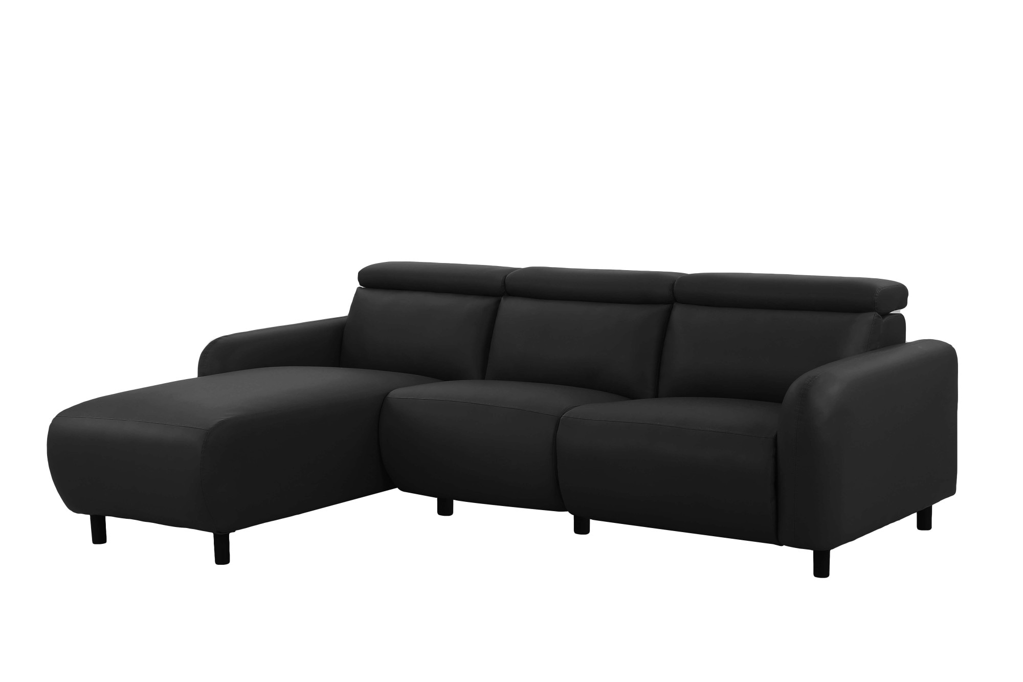 Home affaire Ecksofa »SKAANE Lederoptik, L-Form, 274 cm, manuelle u. elektrische Funktion,«, rundes Design, Kopfteilverstellung, Federkernpolsterung