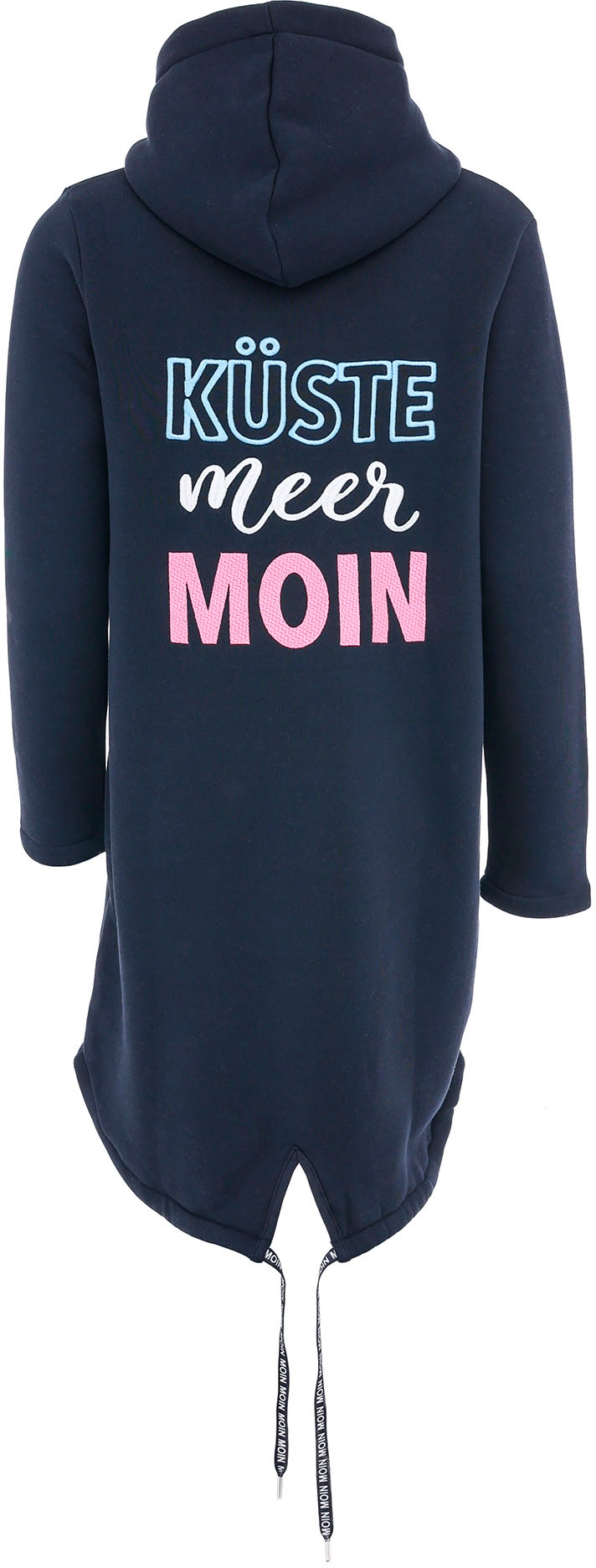 Zwillingsherz Jerseymantel »"Küste Meer Moin"«, mit Kapuze, Taschen, Front und Backmotiv Küste Meer Moin