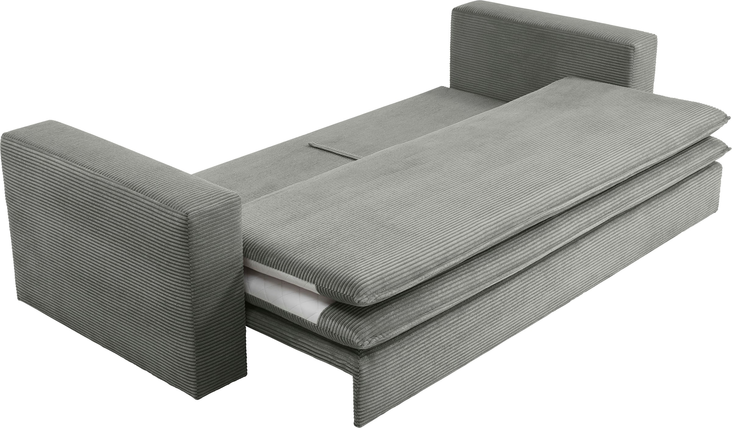 Places of Style 3-Sitzer »PIAGGE«, Cord-Bezug - mit Bettfunktion und Bettkasten, mit praktischem Topper