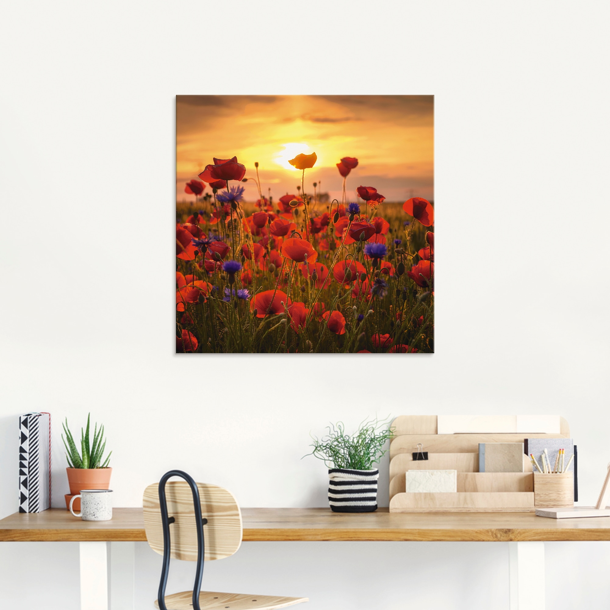 Artland Glasbild »Mohnblumen im Abendlicht«, Blumen, (1 St.), in  verschiedenen Größen auf Raten bestellen