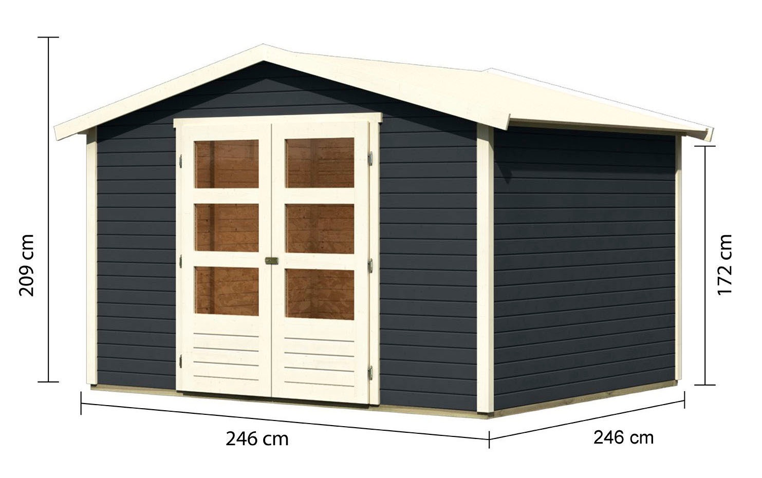 Karibu Gartenhaus »»Amberg 4««, naturbelassen, anthrazit oder terragrau