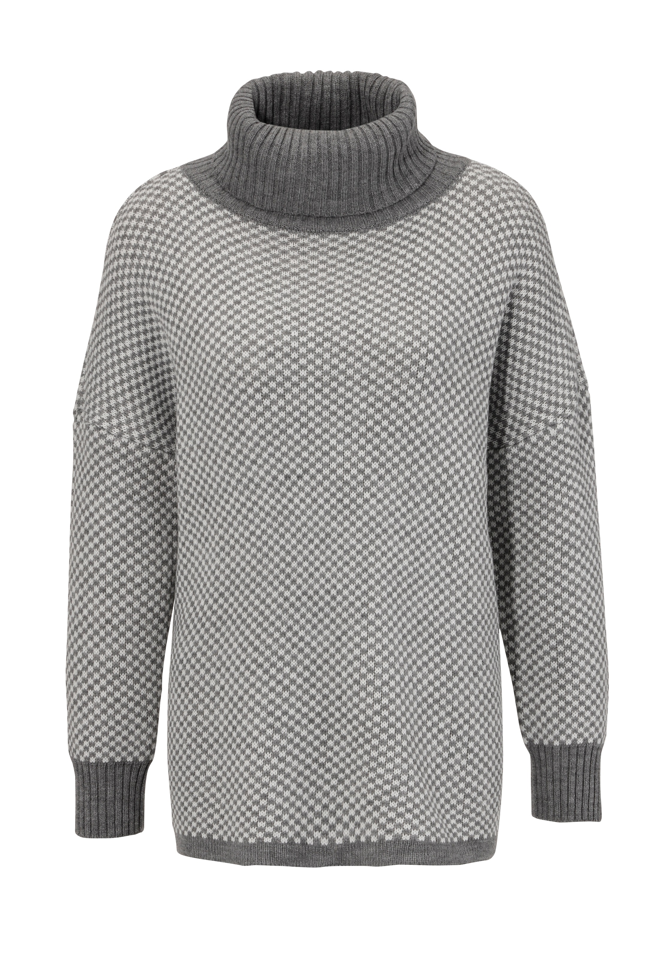 Aniston CASUAL Strickpullover im Karo-Dessin mit Streifen-Optik