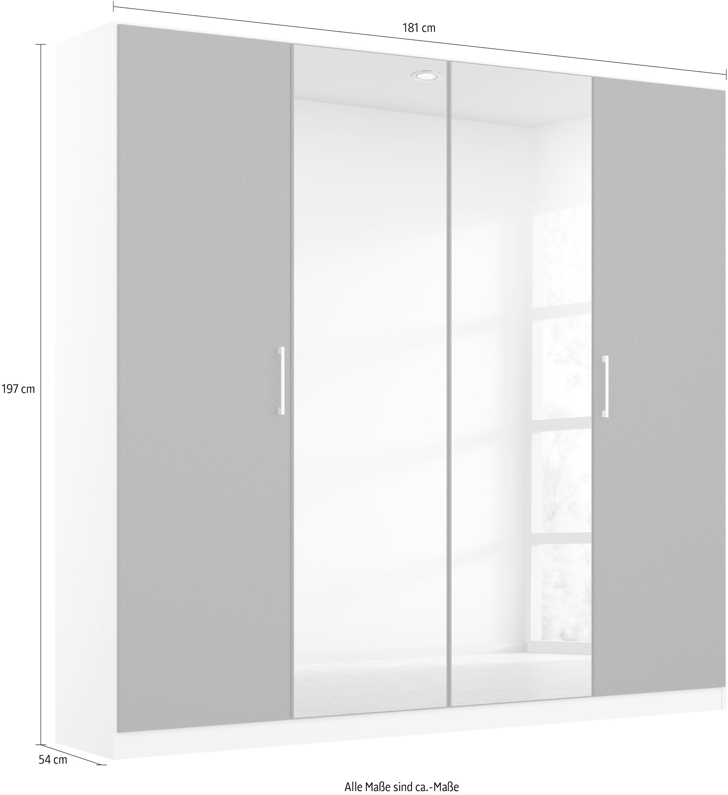 rauch Drehtürenschrank »Kleiderschrank Schrank Garderobe Wäscheschrank COSMO«, mit zusätzlichen Einlegeböden, Metallgriffe in Weiß MADE IN GERMANY