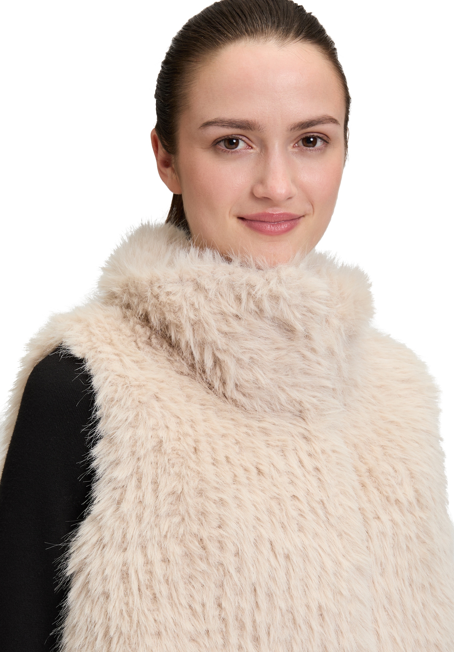 Amber & June Fellimitatweste »Plüschweste mit Kragen«