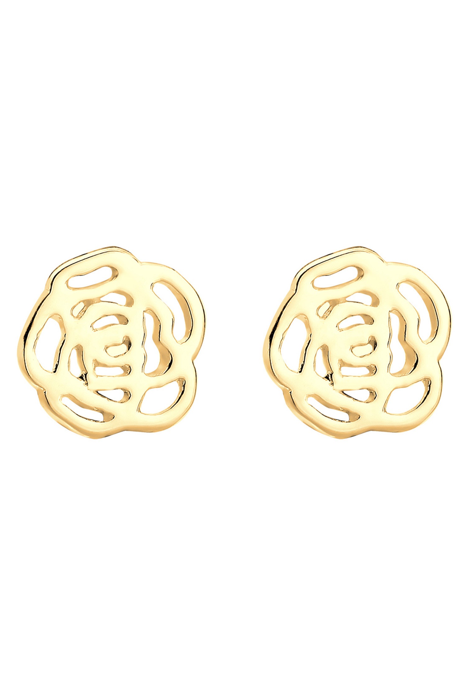 Elli Premium Paar Ohrstecker »Ohrringe Rose Blume Blüte Sommer 585 Gelbgold«