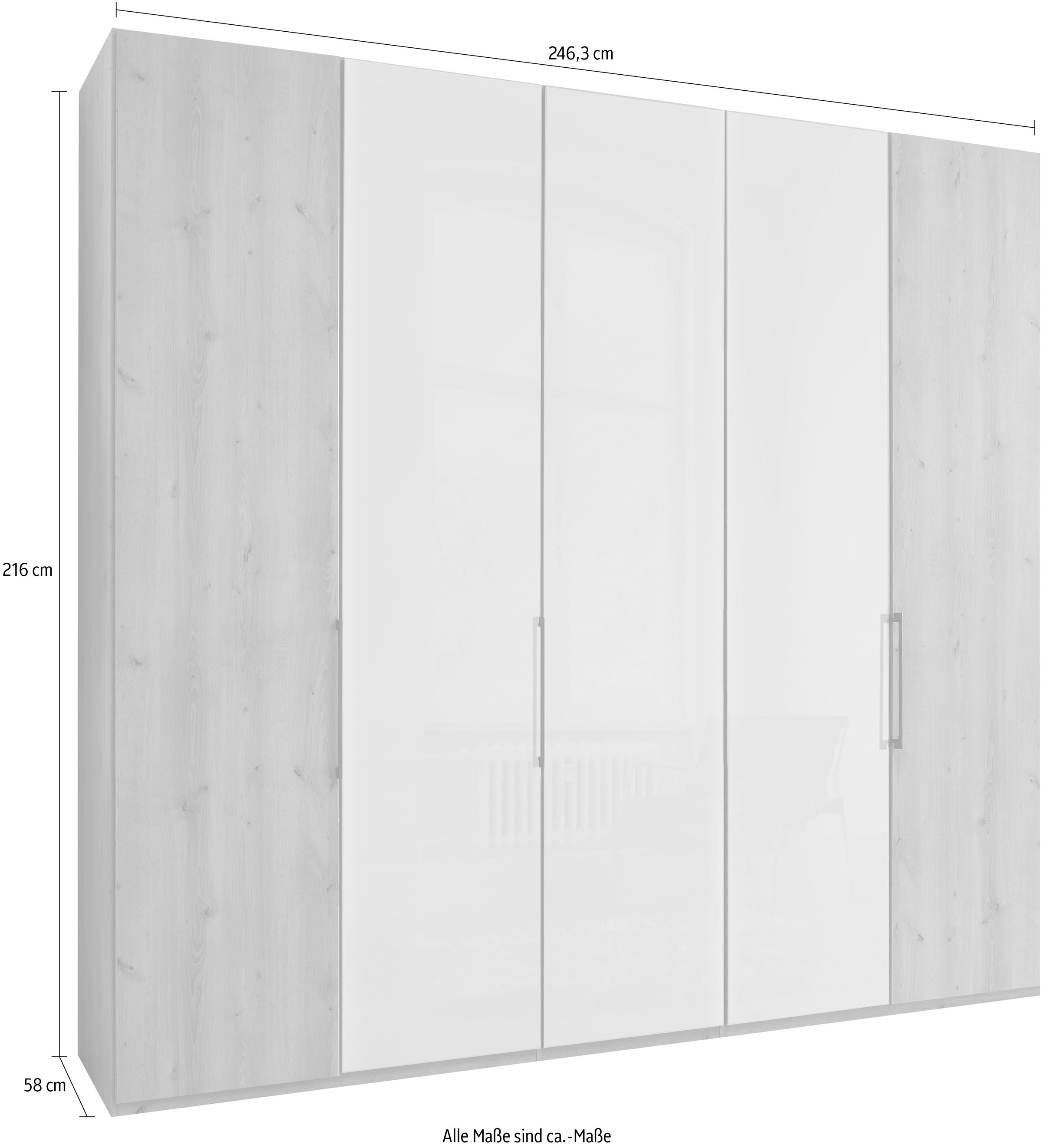 WIEMANN Falttürenschrank »Monaco« mit Teil-Glasfront sowie hochwertige Beschläge