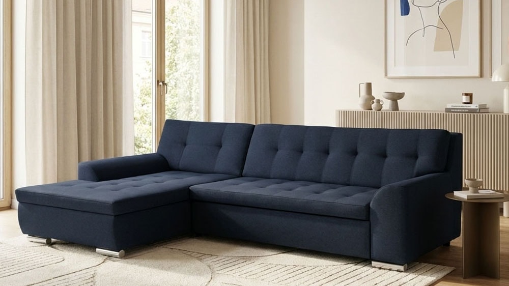OTTO home Ecksofa »Tornby 268 x 178 cm, mit Steppungen, modern & stabil« L-Form, aus pflegeleichtem, weichem Luxus-Microfaser