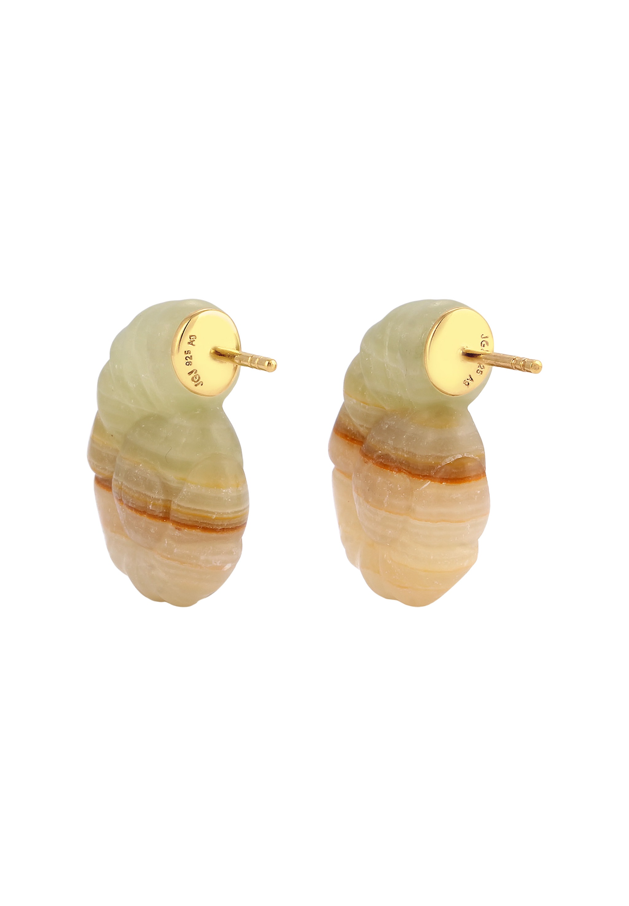 HAZE & GLORY Paar Ohrstecker »Ohrringe Ohrstecker Jade Grünlich-Braun 925 Sterling Silber vergoldet«