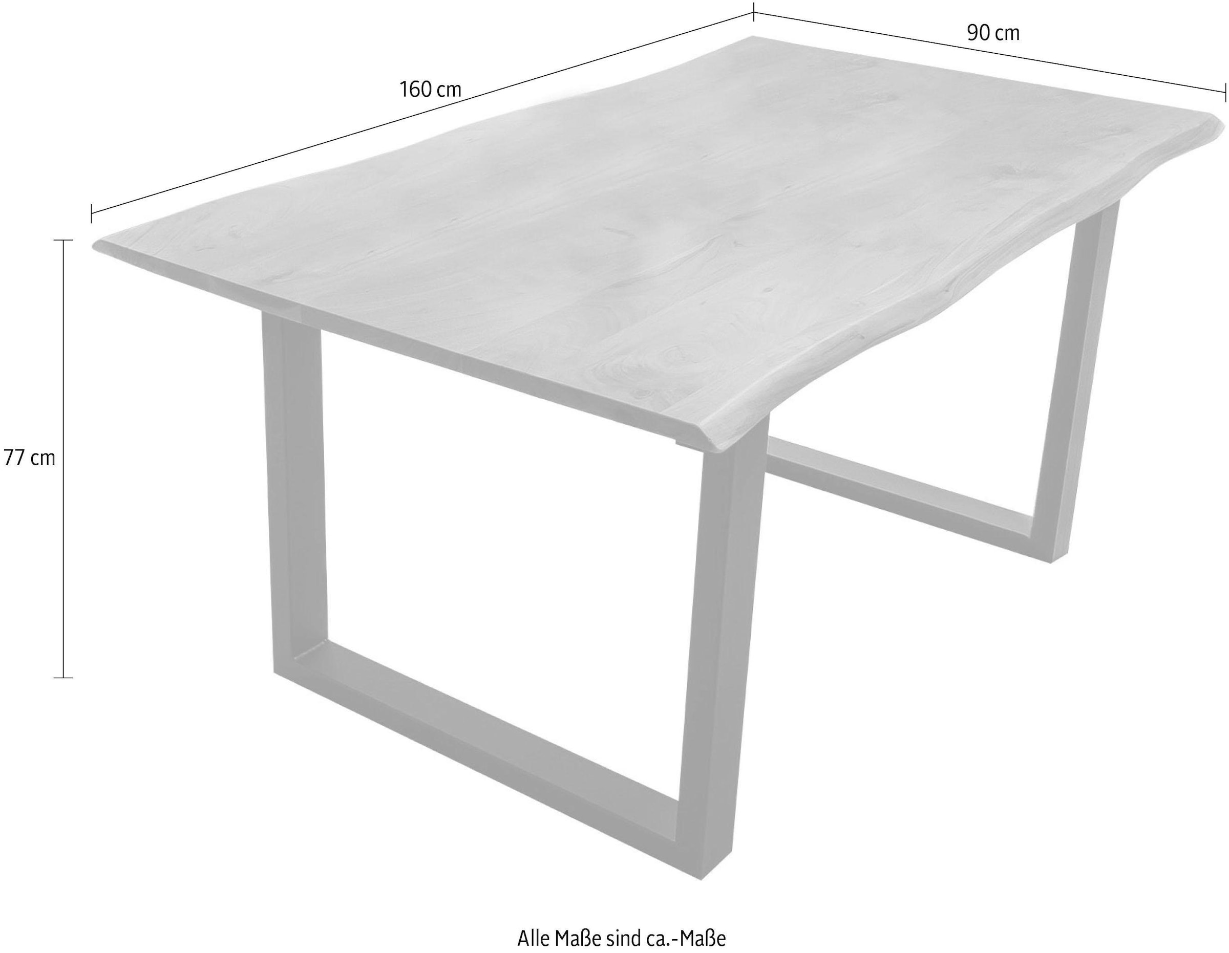 Home affaire Esstisch »Soho« mit vollmassiver Akazienholzplatte mit Baumkante