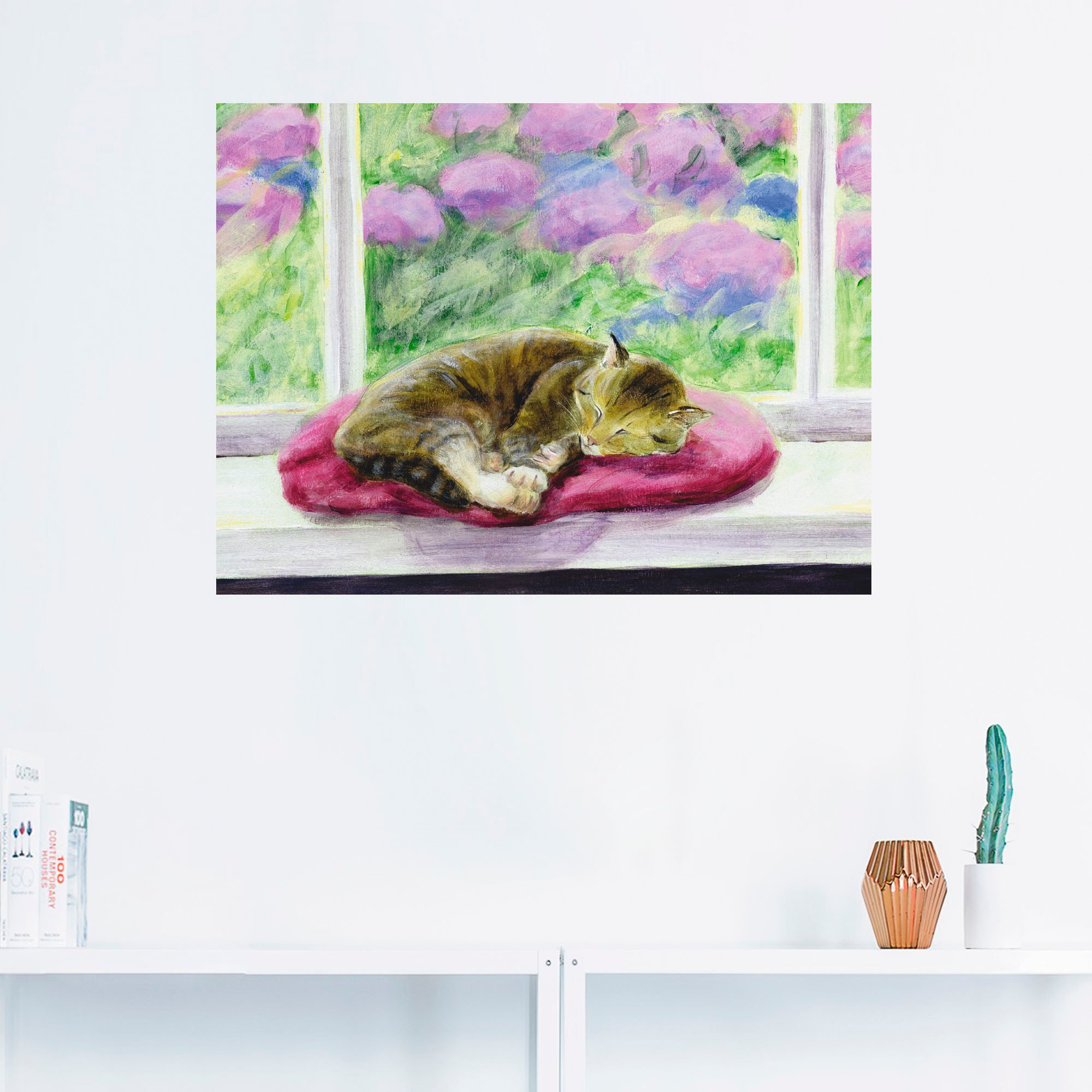 Artland Wandbild »Katze auf Gartenfensterbank«, Haustiere, (1 St.), als Poster, Wandaufkleber in verschied. Größen