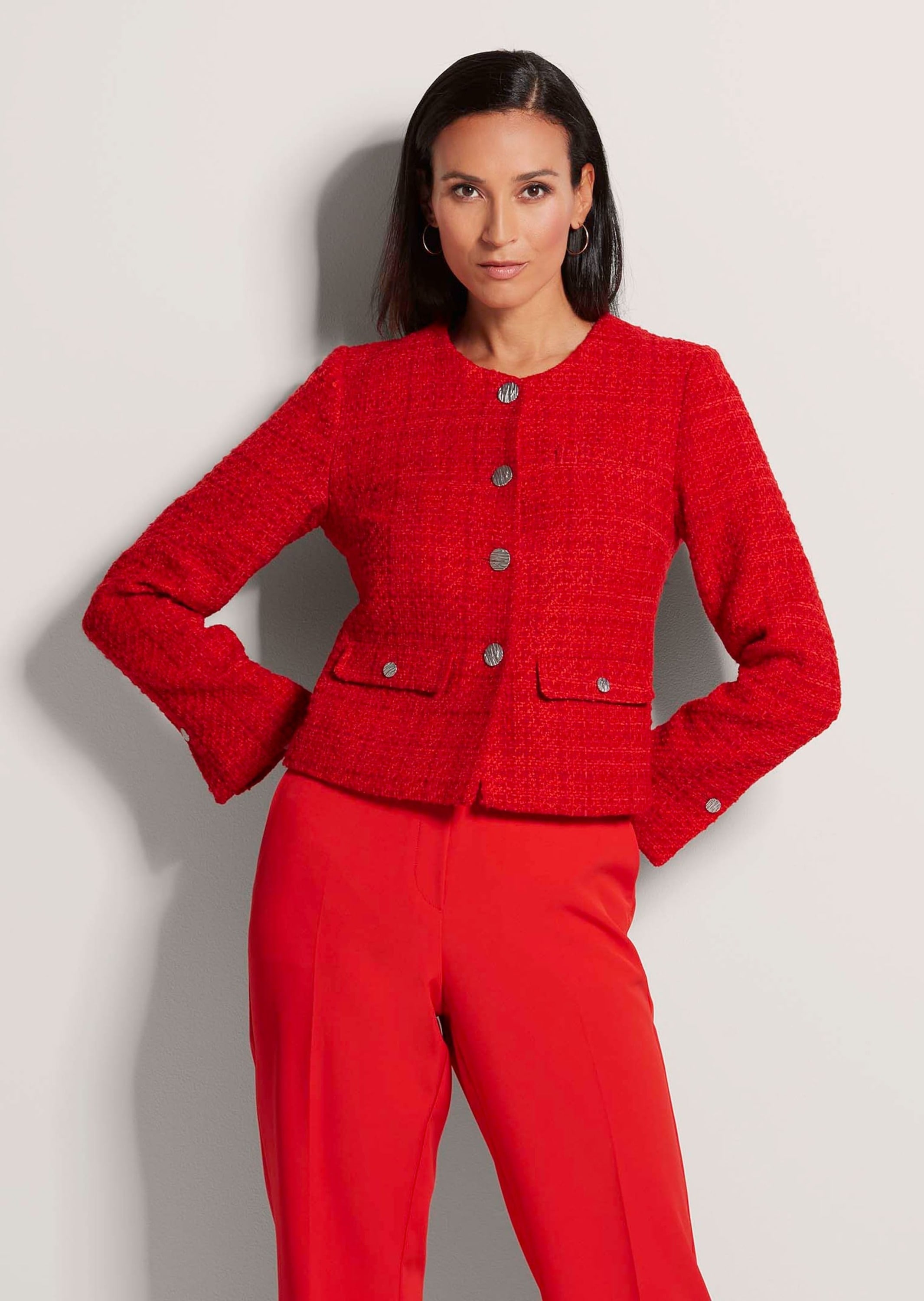 MADELEINE Jerseyblazer »Blazer Eleganter Tweed-Kurzblazer mit Metallknöpfen«
