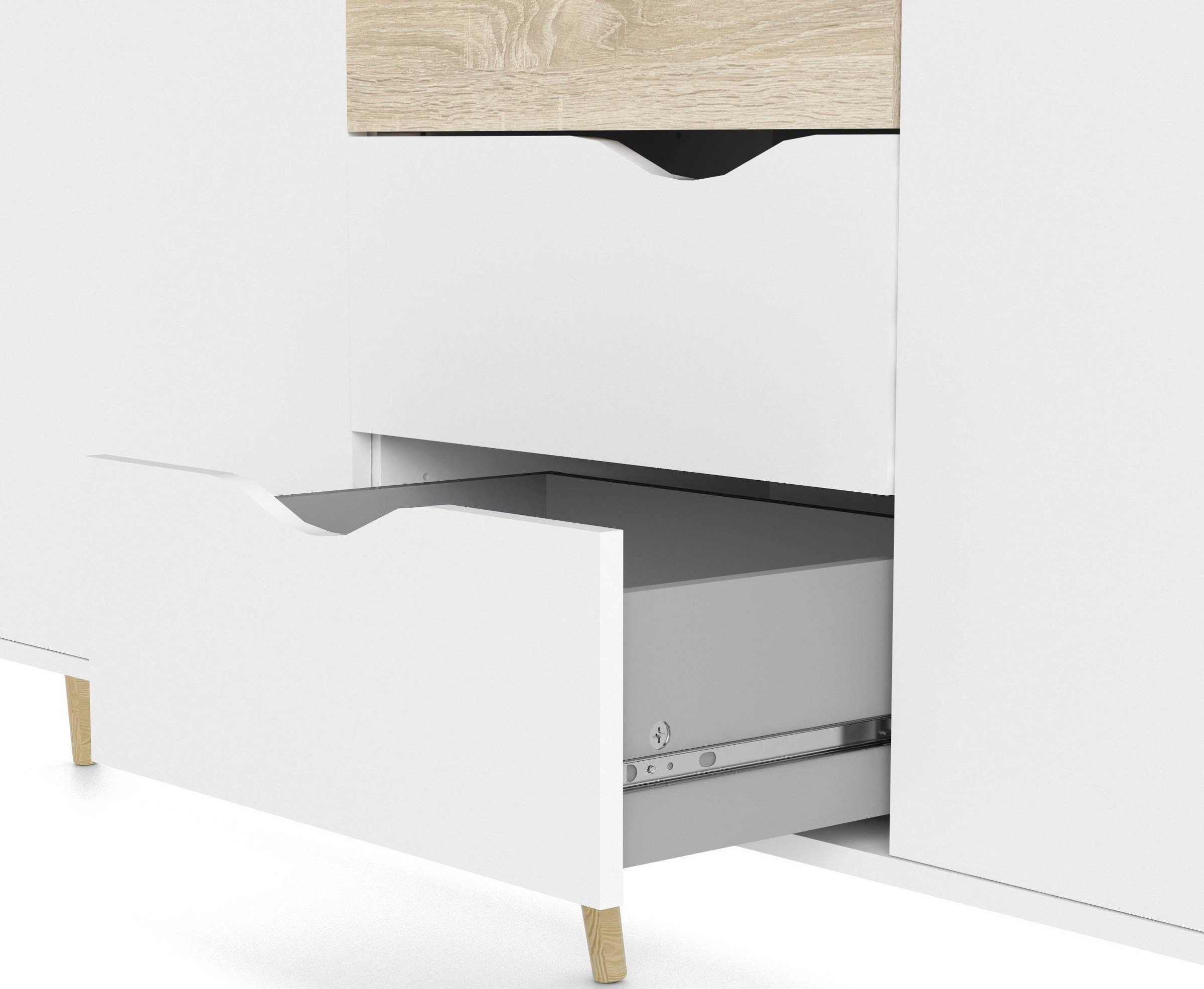 andas Kommode »Oslo, Sideboard, Aufbewahrung, Schubladenschrank, Stauraum«, Breite 196 cm, Höhe 82 cm, 3 Türen und 3 Schubladen