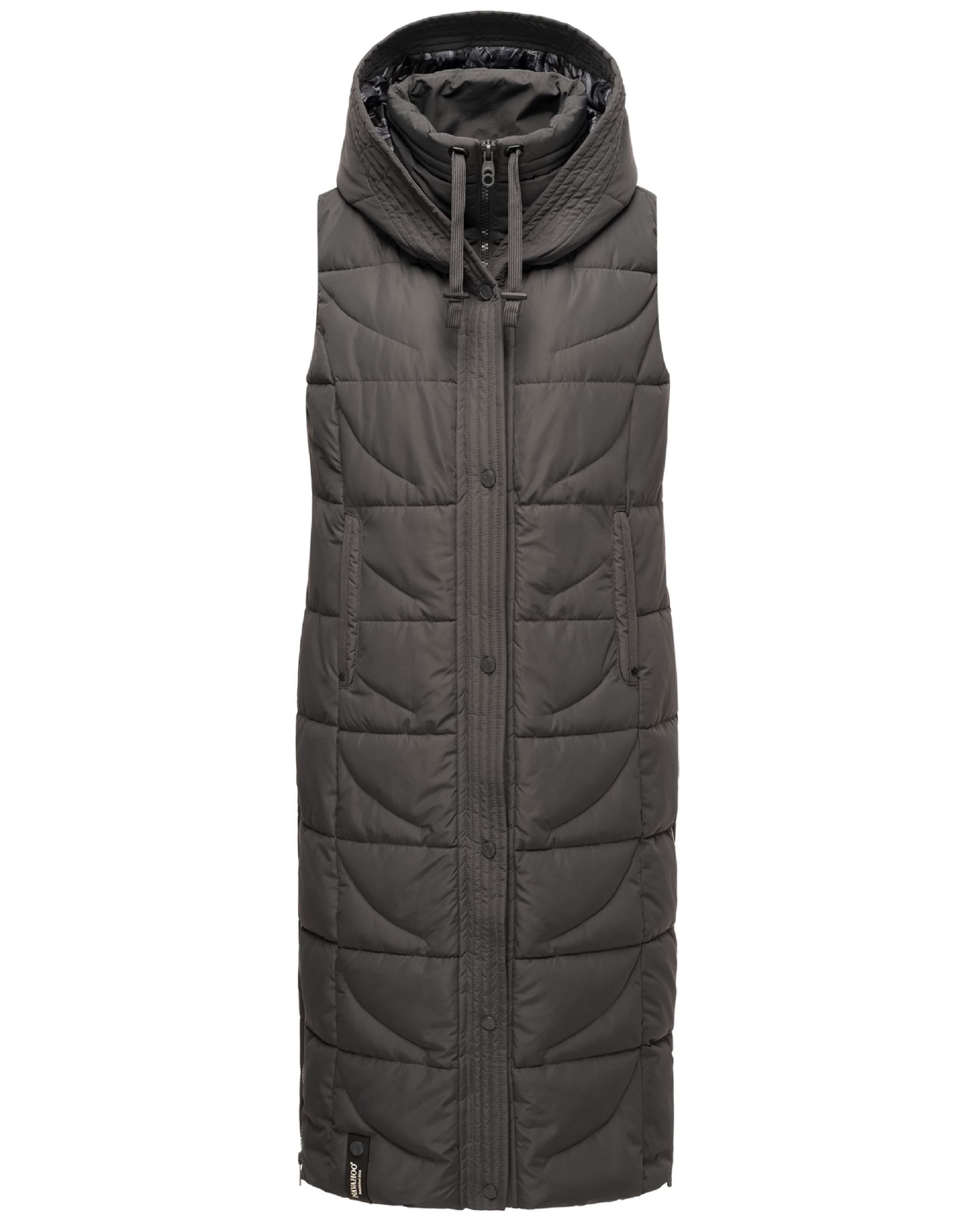Navahoo Steppweste »Steppweste Brezelchen«, (1 tlg.), Warme, lange Damen Outdoor-Weste mit Kapuze