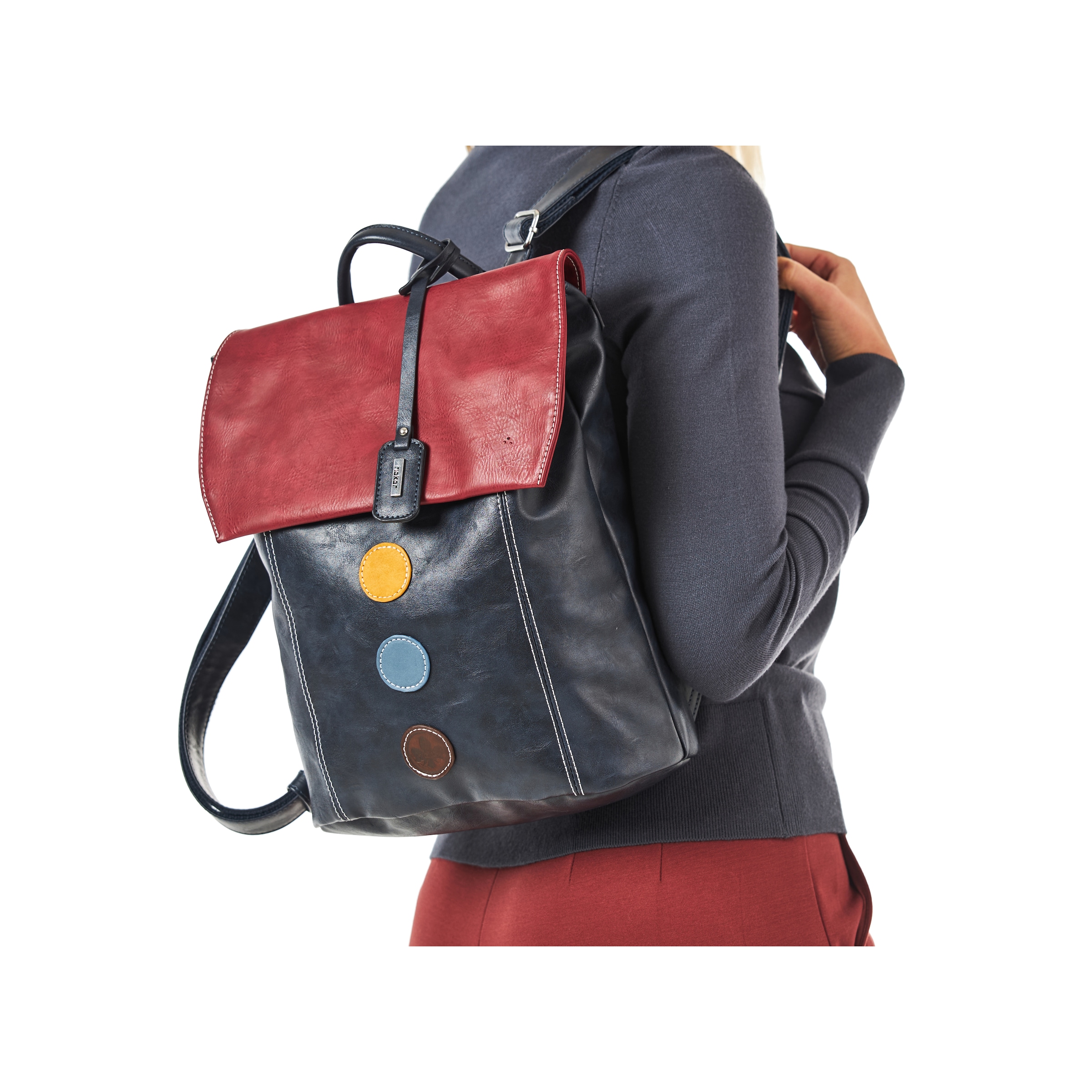 Rieker Cityrucksack, Freizeitrucksack, Shoppingrucksack mit bunten Akzenten