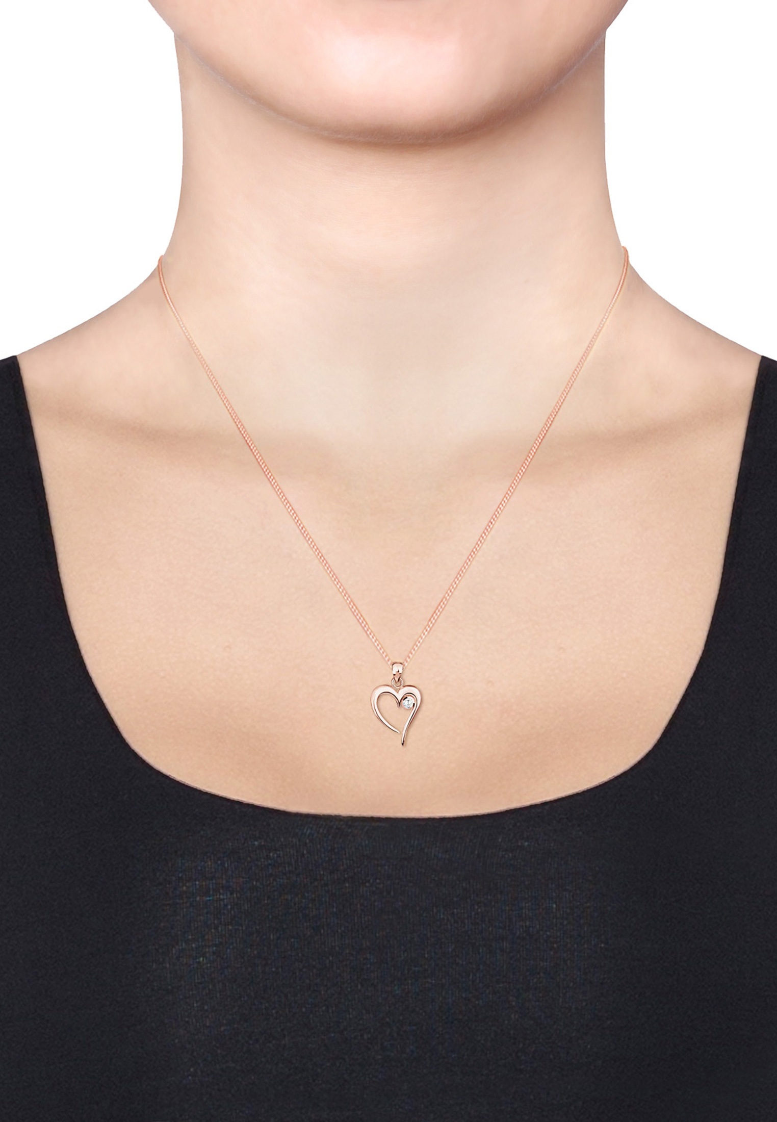 Elli Ohrring und Ketten Set »Schmuckset Herz Solitär Zirkonia In Love 925 Sterling Silber« ()