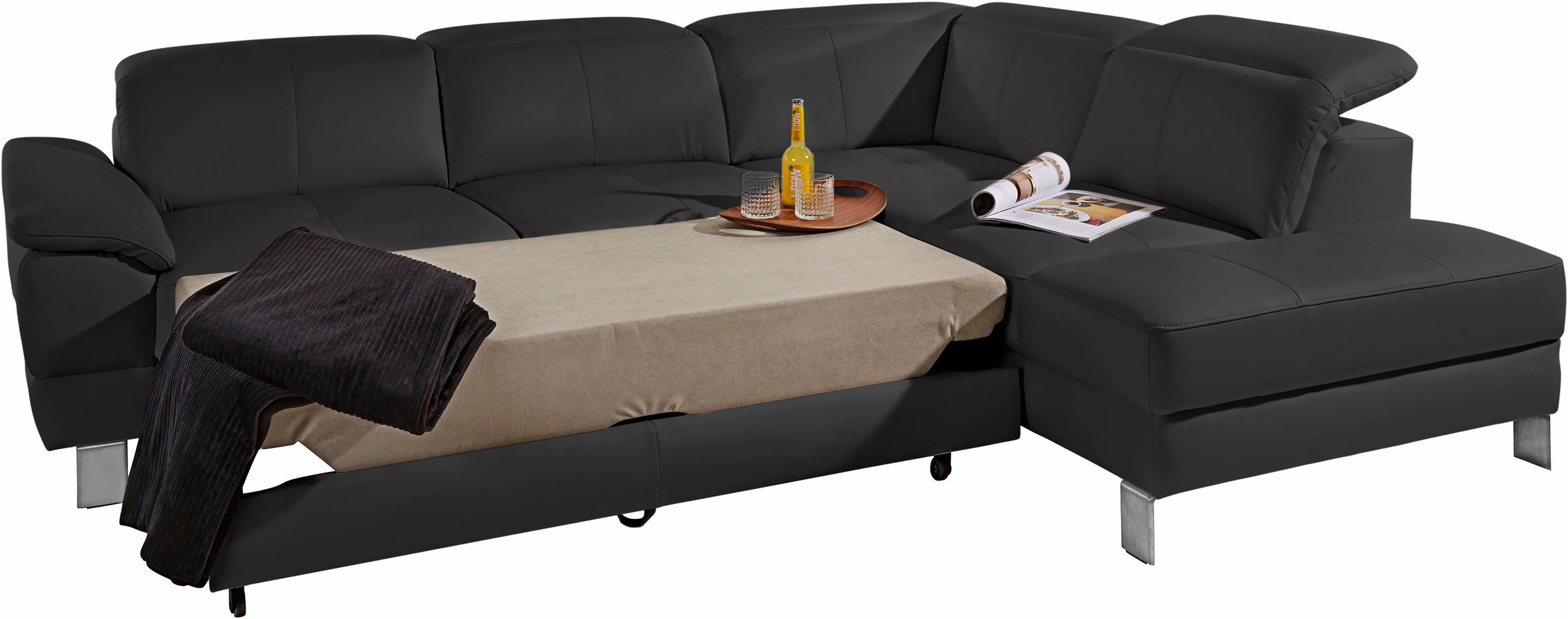 exxpo - sofa fashion Ecksofa »Mantua, L-Form«, mit Kopf- bzw. Rückenverstellung, Bettfunktion u. Bettkasten