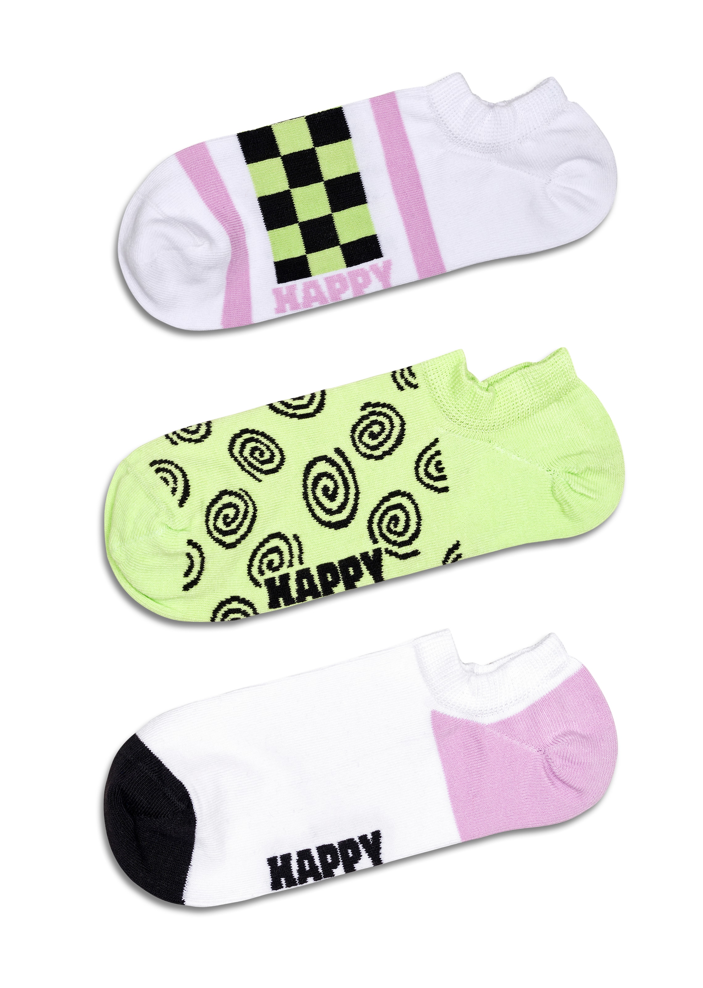 Happy Socks Sneakersocken, (3er Pack), mit verspielten Motiven