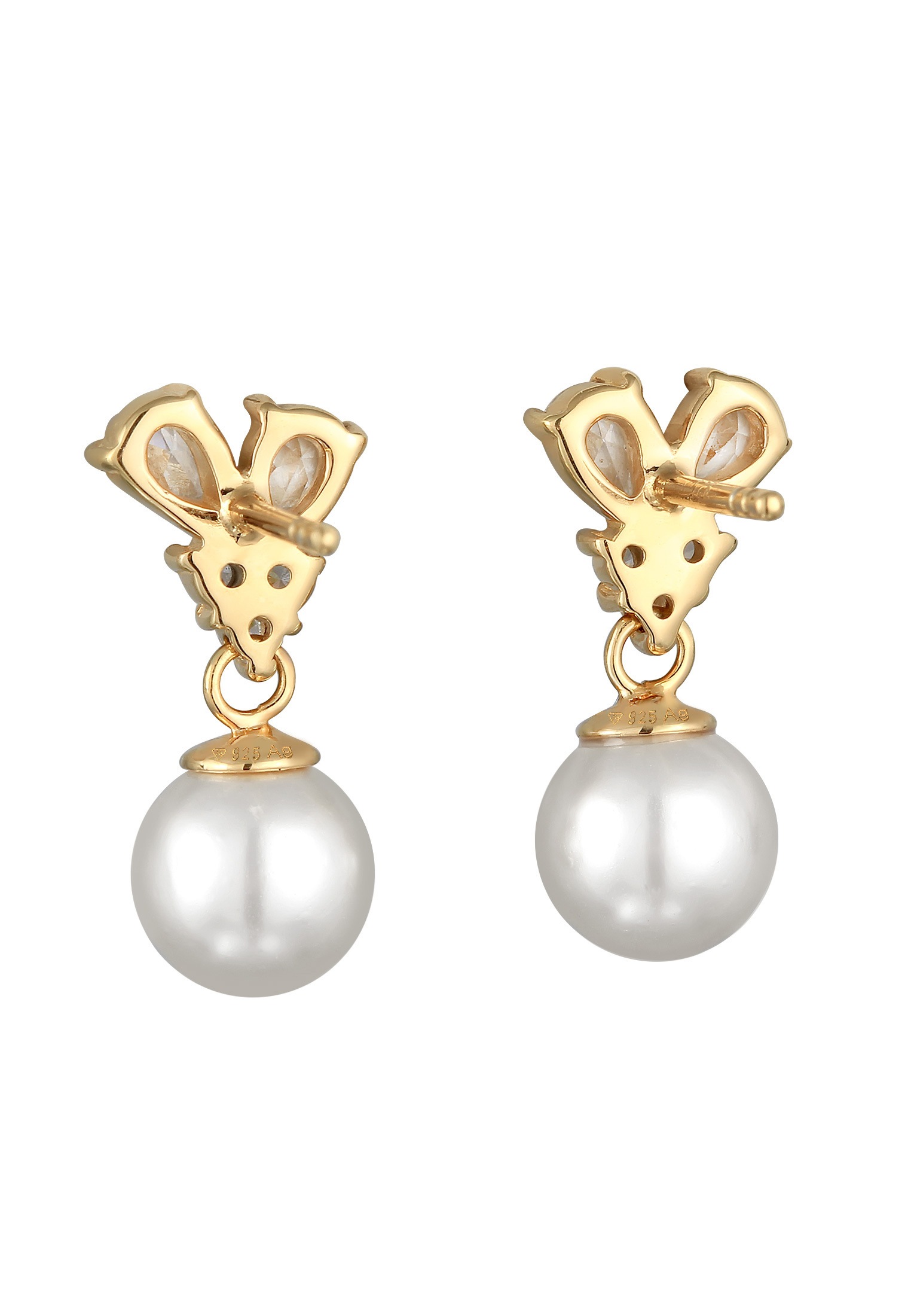Elli Premium Paar Ohrstecker »Ohrringe Zirkonia Synthetische Perle 925 Sterling Silber«