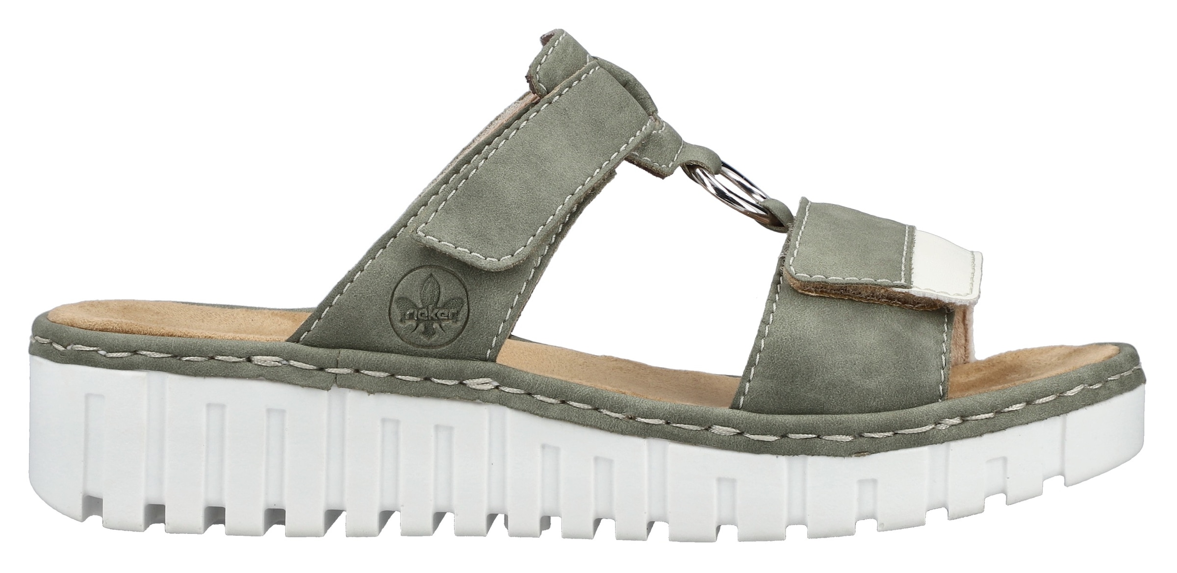 Rieker Keilpantolette, Sommerschuh, Strandschuh, Keilabsatz, mit zwei Klettverschlüssen