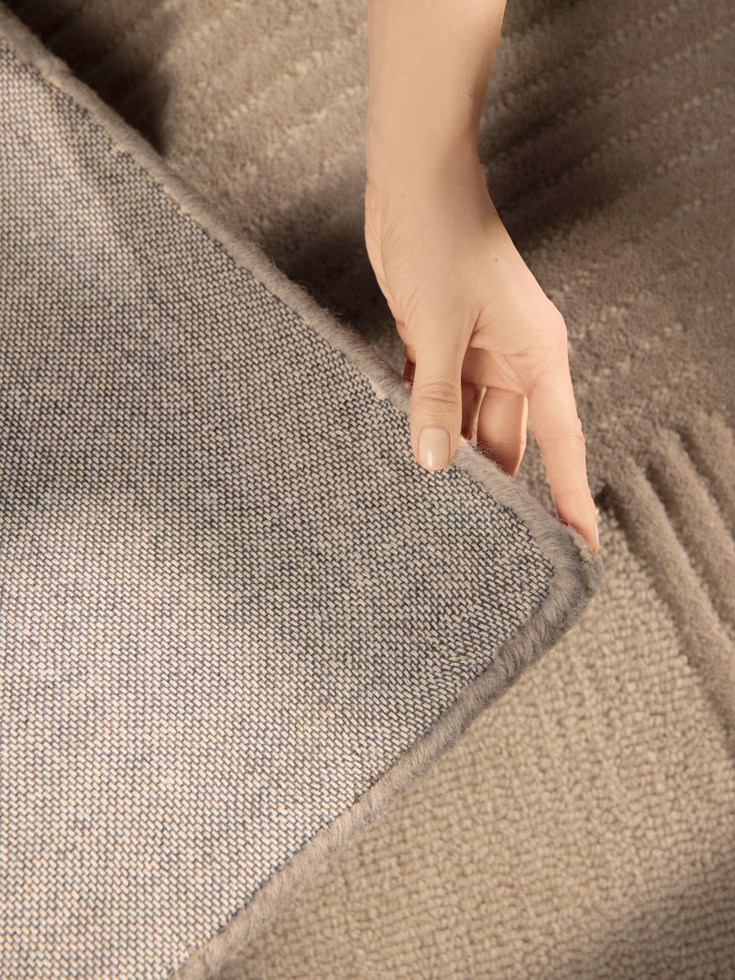 Ted Baker Wollteppich »Teppich Wollteppich Victoria« rechteckig 18 mm Höhe Naturteppich Wolle, Hoch-Tief-Design, Wohnzimmer, Schlafzimmer
