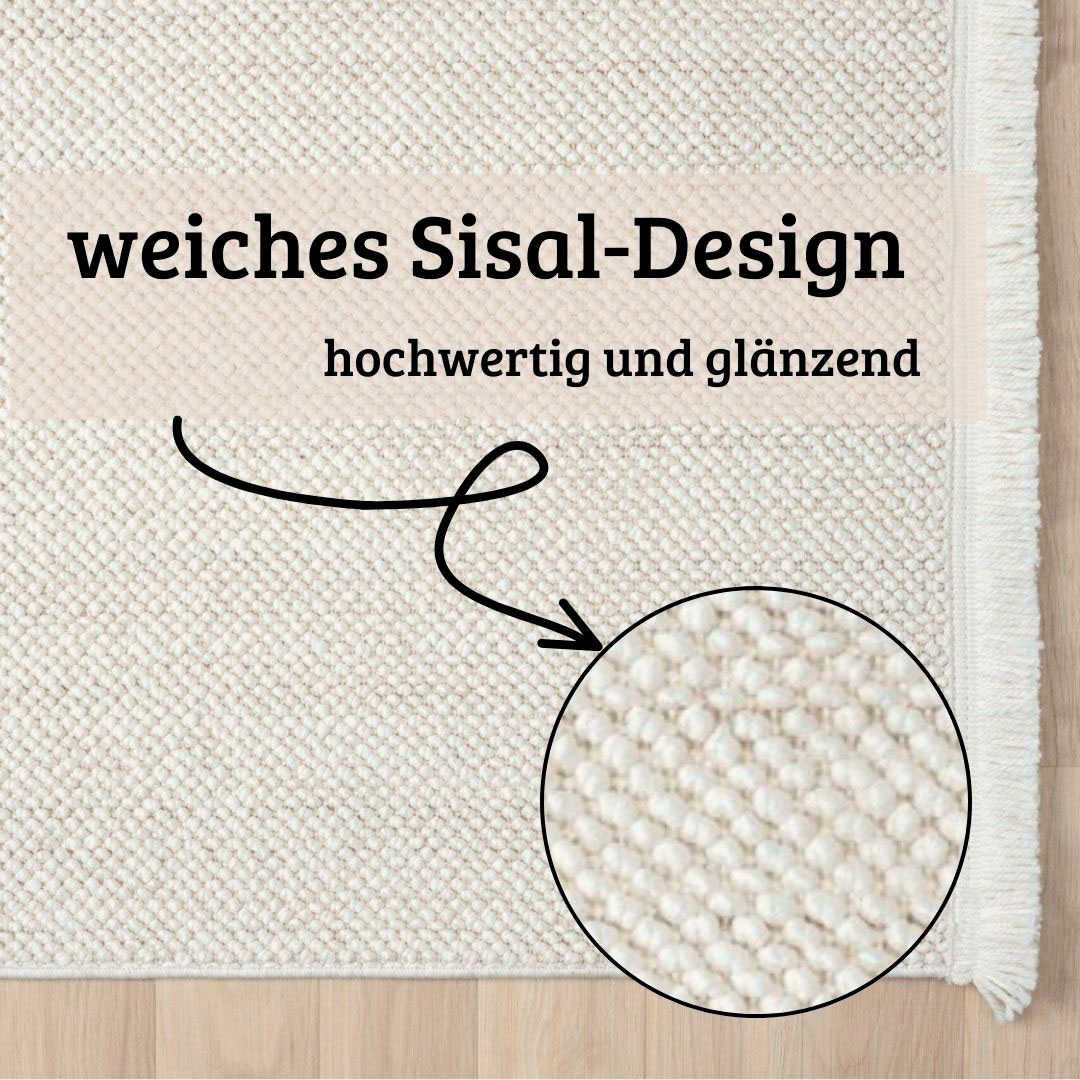 OTTO home Teppich »Vals« rechteckig 7 mm Höhe Uni Farben, meliert, Sisal-Optik, auch in rund erhältlich, mit Fransen