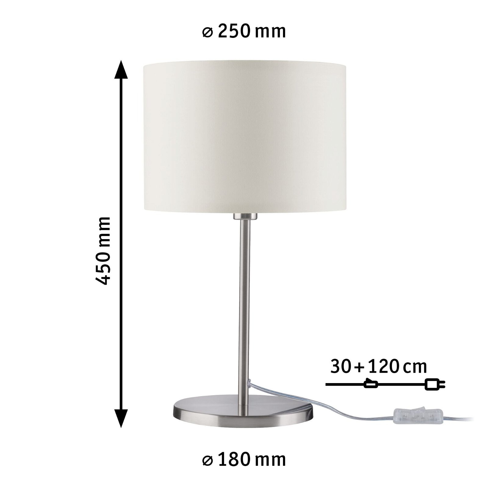 Paulmann Tischleuchte »Tessa max.1x40W E14 Creme Eisen gebürstet 230V Metall/Stoff«, 1 flammig, Leuchtmittel E14 | ohne Leuchtmittel