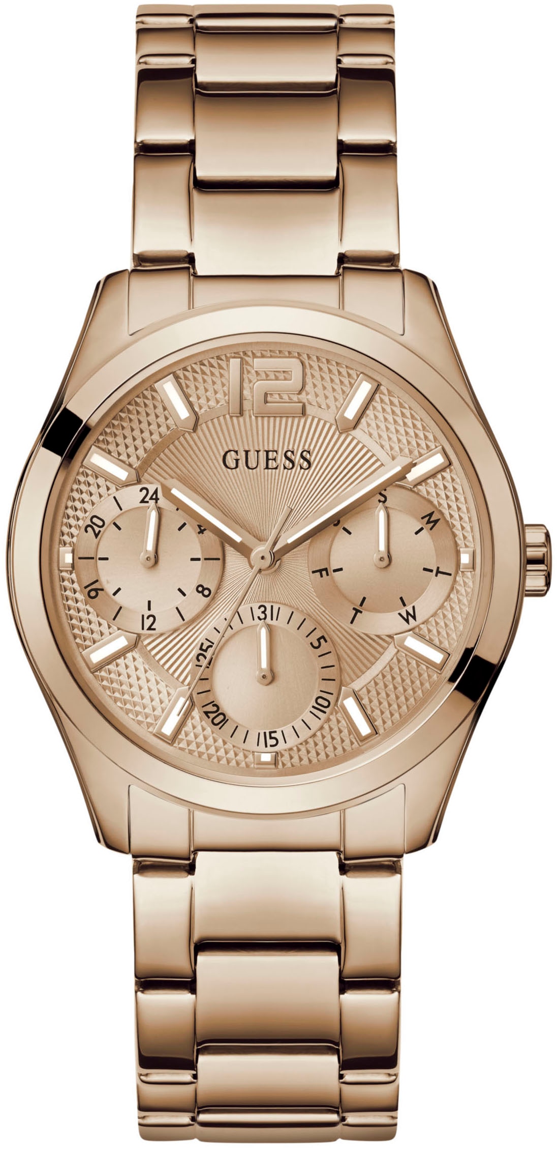 Guess Multifunktionsuhr »ZOE«, Quarzuhr, Armbanduhr, Damenuhr, Datum, 12/24-Std.-Anzeige